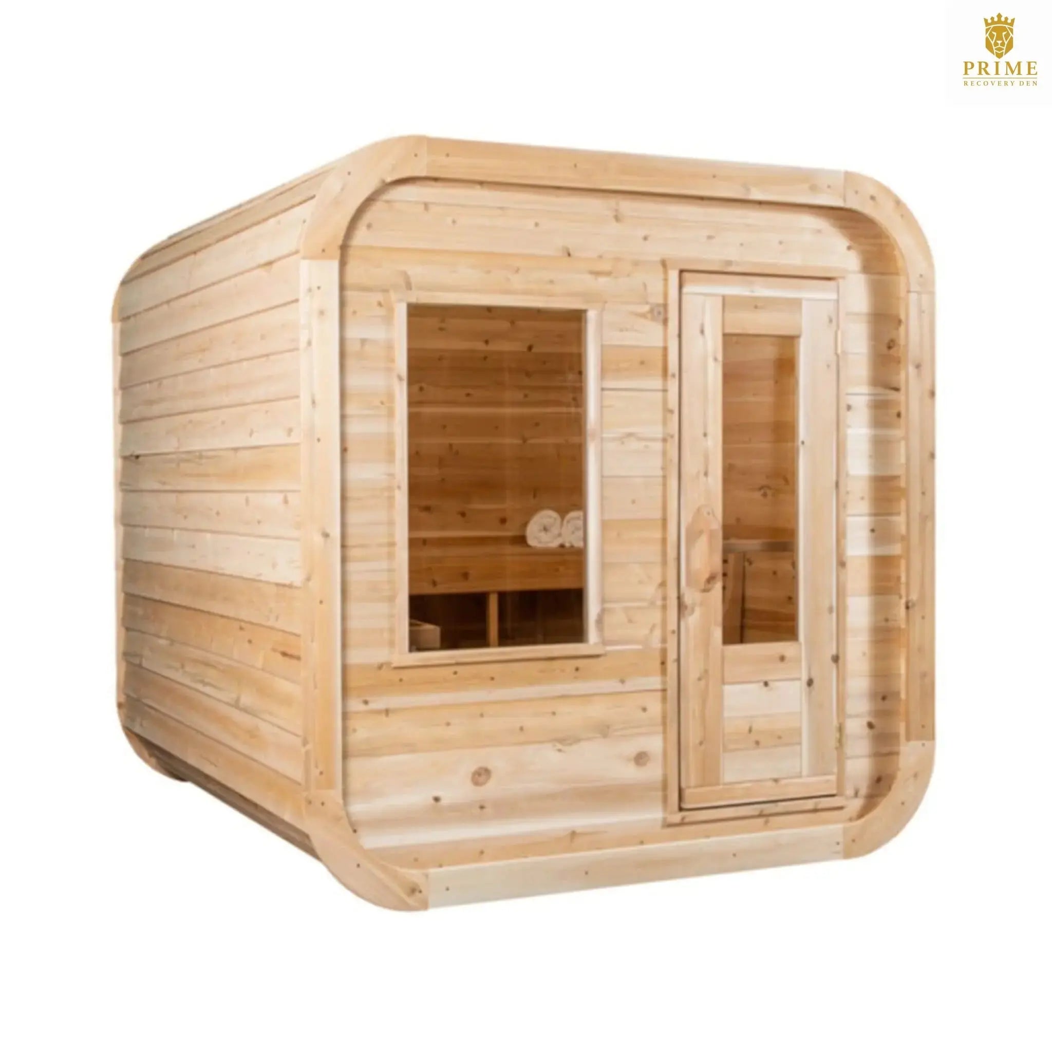Dundalk Leisurecraft 4-Person Canadian Timber Luna Cube Sauna With Sloped Roof And Front Window [CTC22LU] (SAK96475) SAKSBY WHOLESALE