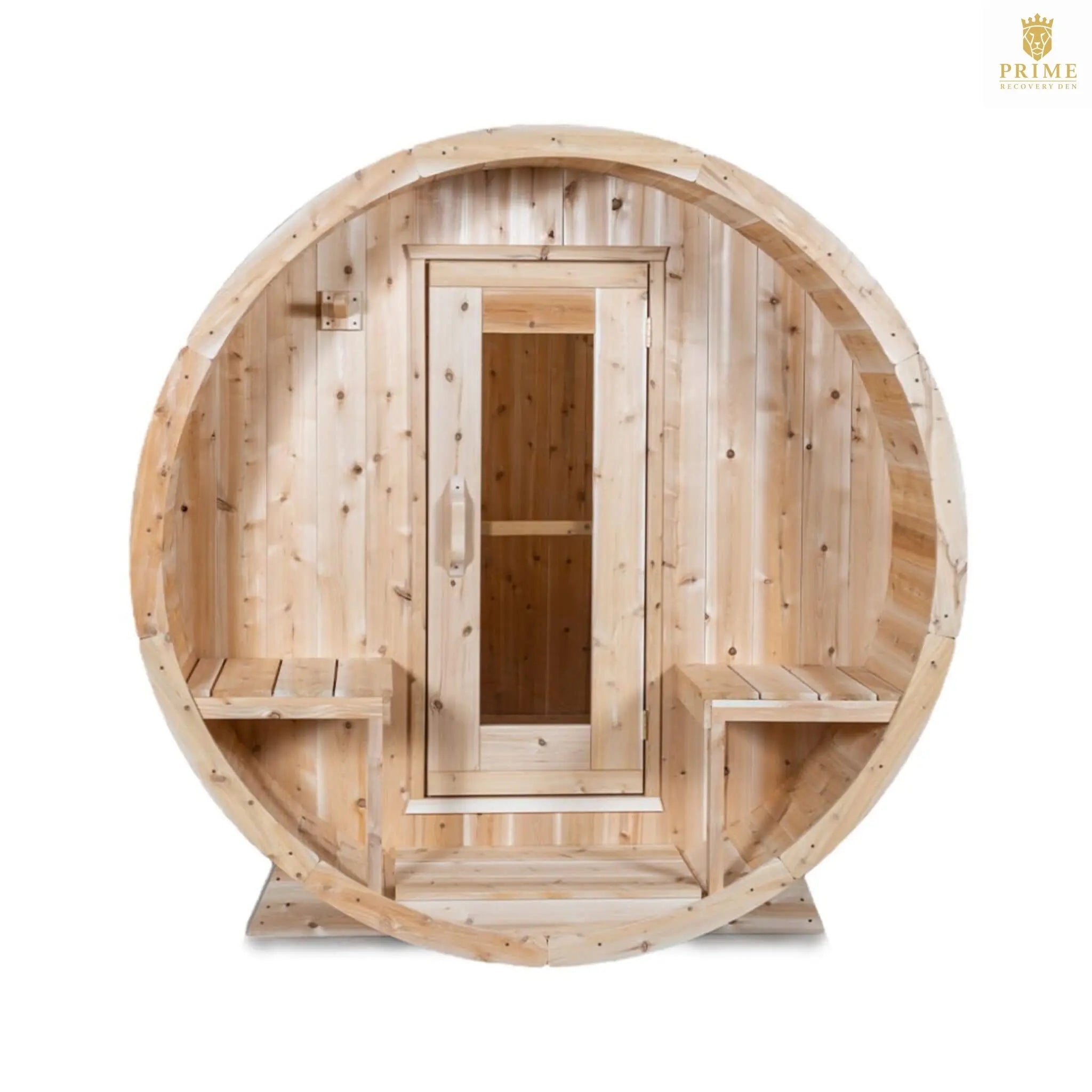 Dundalk Leisurecraft 4-Person Canadian Timber Serenity Barrel Sauna With Solid Wood Benches [CTC2245W] (SAK94862) SAKSBY WHOLESALE