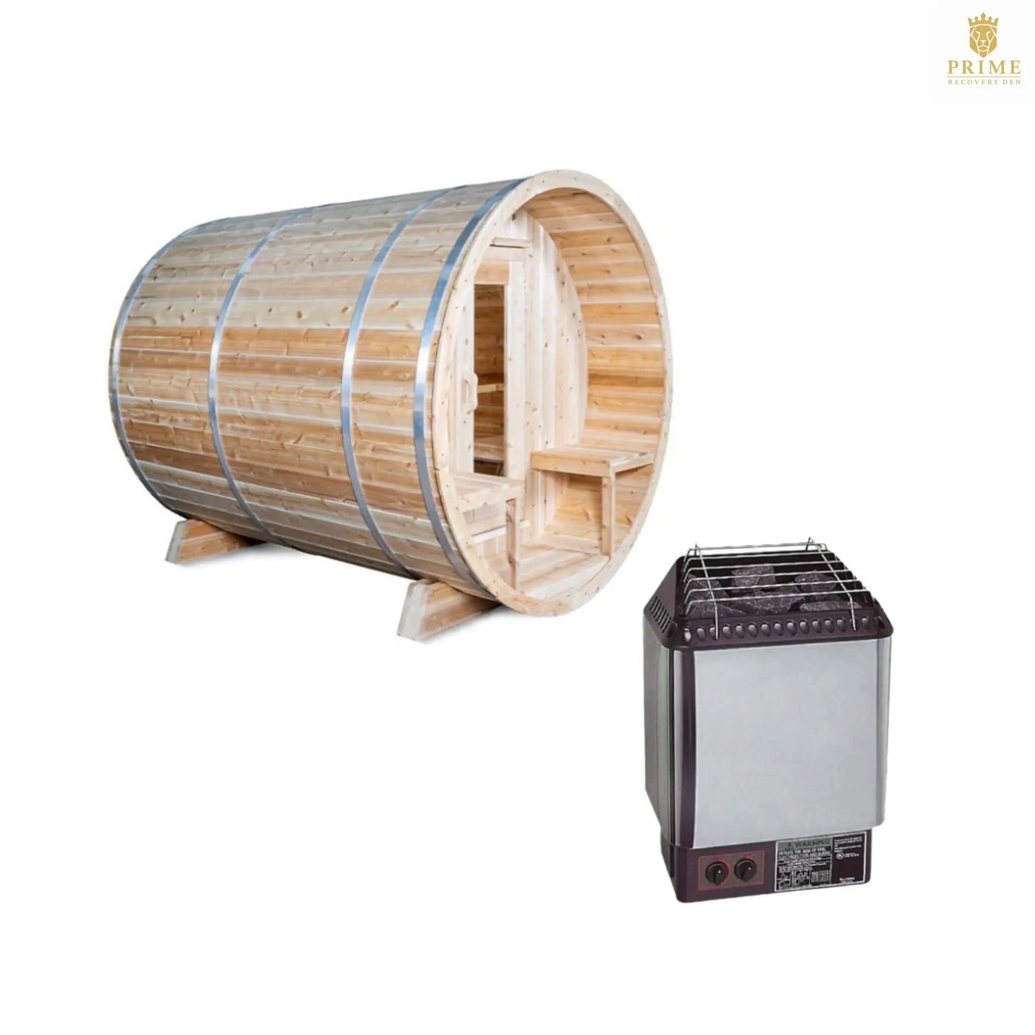 Dundalk Leisurecraft 4-Person Canadian Timber Serenity Barrel Sauna With Solid Wood Benches [CTC2245W] (SAK94862) SAKSBY WHOLESALE