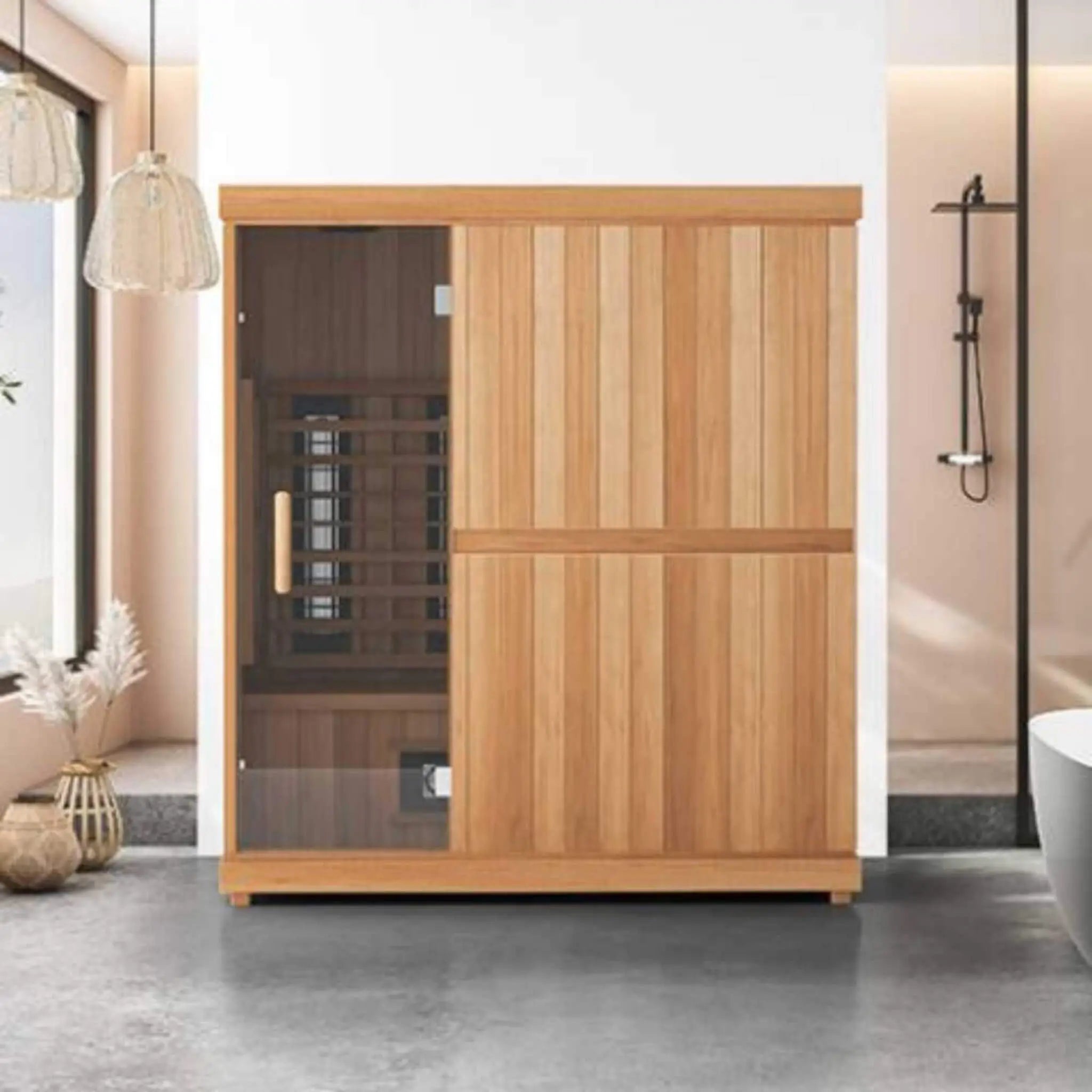 Finnmark FD-3 Full Spectrum 4-Person Capacity Home Infrared Sauna With Adjustable Sauna Feet [FD-KN003] (SAK52689) SAKSBY WHOLESALE