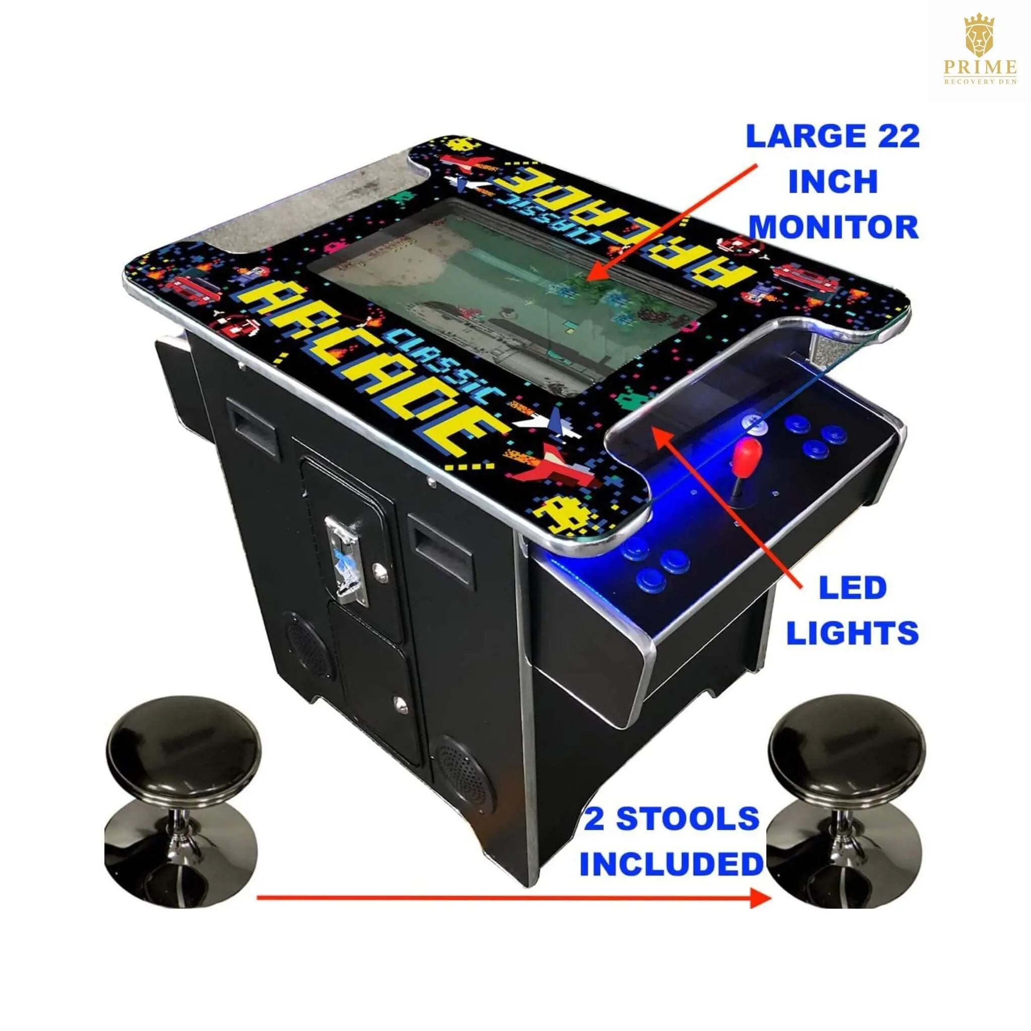 Full-Size Commercial-Grade 2-Player Retro Arcade Machine With 60 Games And Stools (SAK86197) SAKSBY WHOLESALE