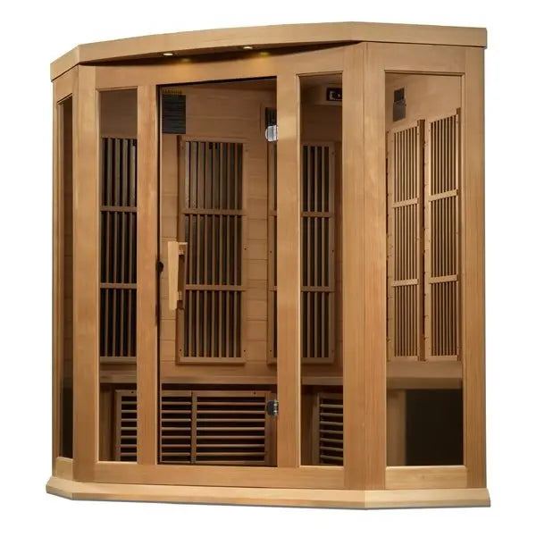 Maxxus "Chaumont Edition" 3-Person Corner Near Zero EMF FAR Infrared Sauna with Canadian Hemlock The Sauna Solution LLC