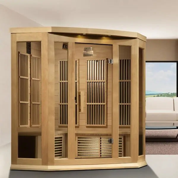 Maxxus "Chaumont Edition" 3-Person Corner Near Zero EMF FAR Infrared Sauna with Canadian Hemlock The Sauna Solution LLC