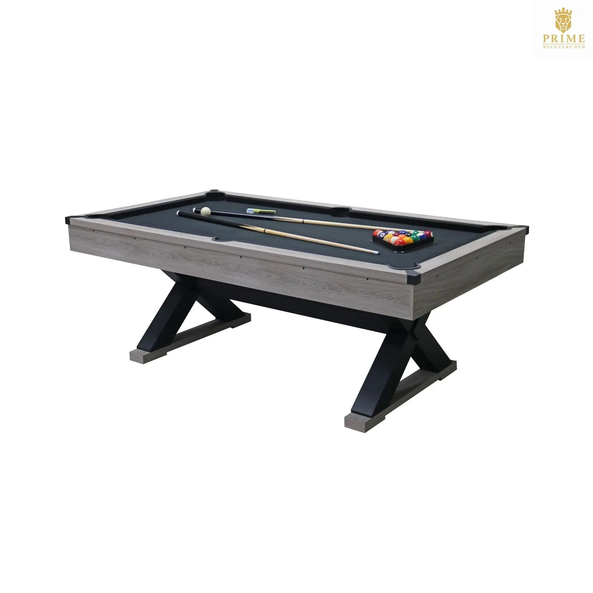 Large 84-Inch Rustic Gray Pool Table With Cues, Balls And X-Legs (SAK54361) SAKSBY WHOLESALE