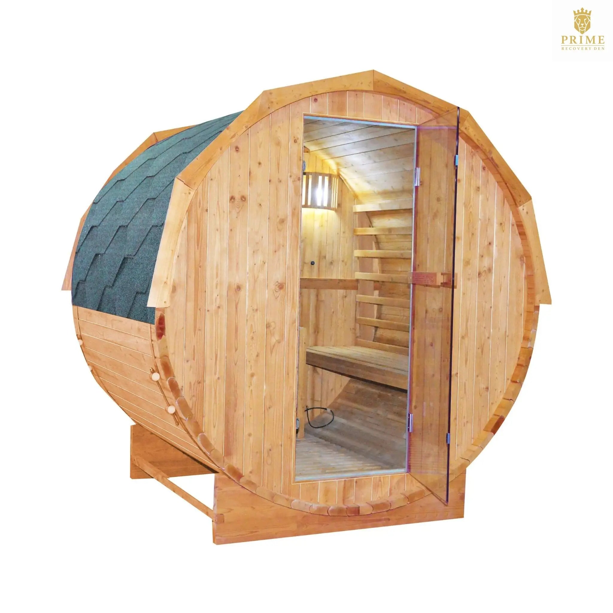 Thermora Ignite Large Premium American White Oak Outdoor Wooden Barrel Sauna With 4.5KW Sauna Heater (SAK45968) SAKSBY WHOLESALE
