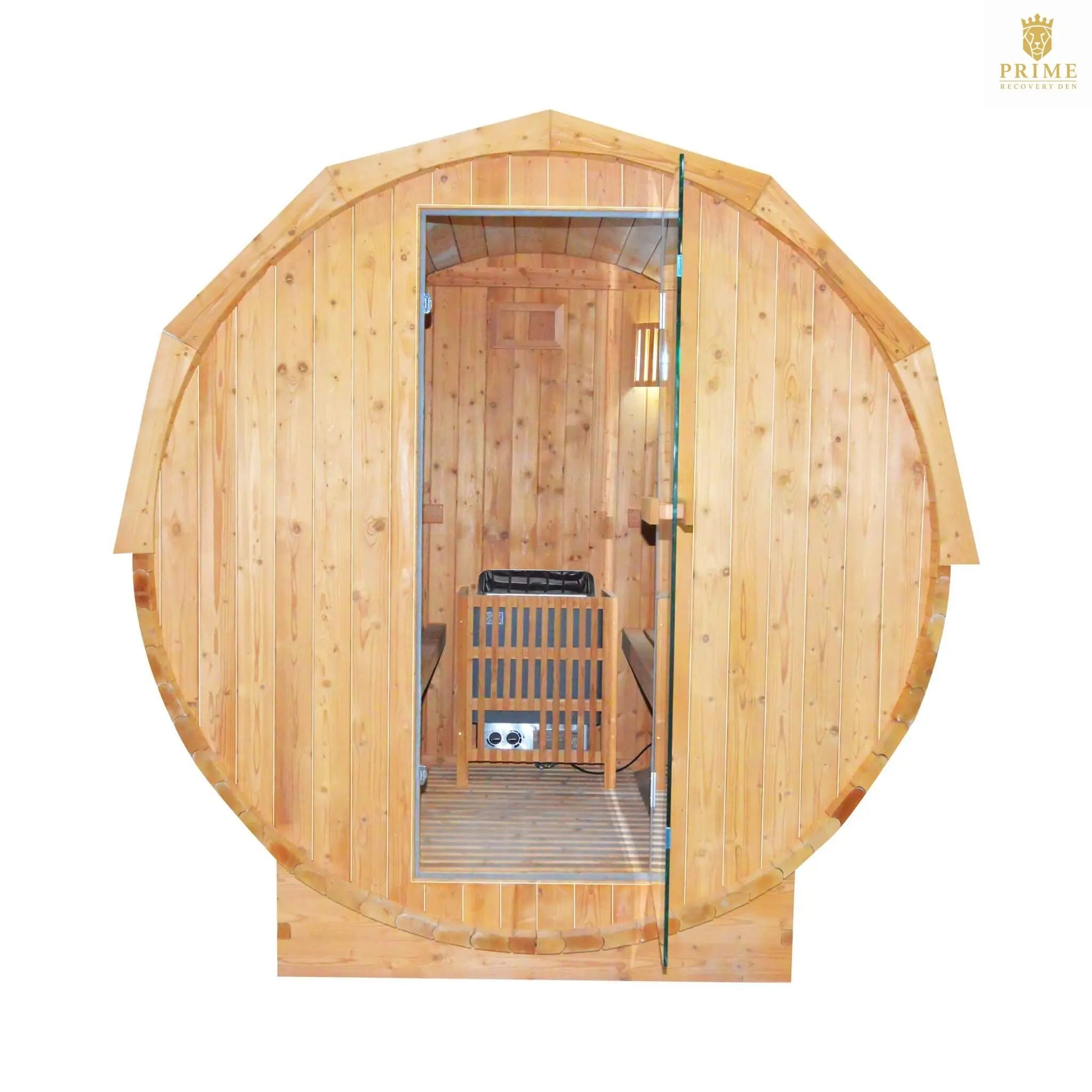 Thermora Ignite Large Premium American White Oak Outdoor Wooden Barrel Sauna With 4.5KW Sauna Heater (SAK45968) SAKSBY WHOLESALE