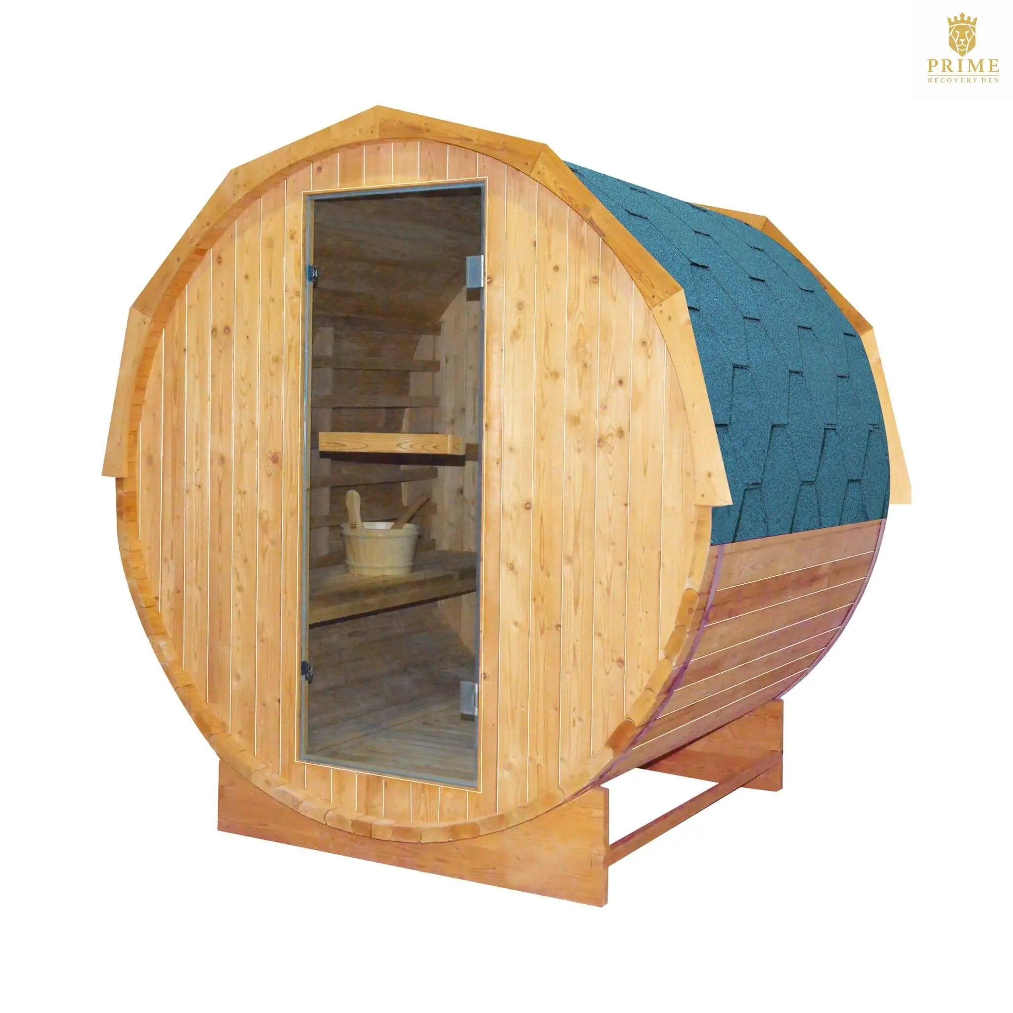 Thermora Ignite Large Premium American White Oak Outdoor Wooden Barrel Sauna With 4.5KW Sauna Heater (SAK45968) SAKSBY WHOLESALE