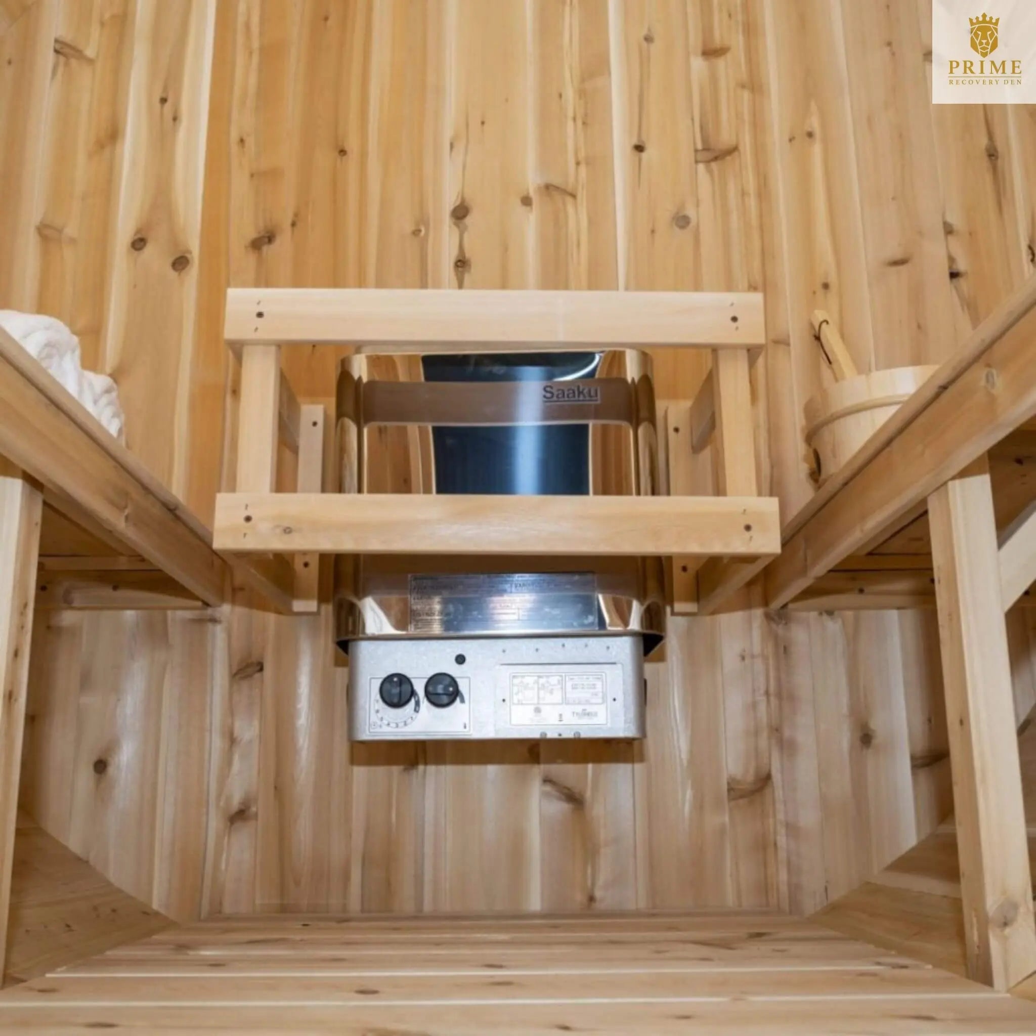 Dundalk Leisurecraft 84-Inch 4-Person Canadian Timber Harmony Barrel Sauna With Solid Wood Benches [CTC22W] (SAK96842) SAKSBY WHOLESALE