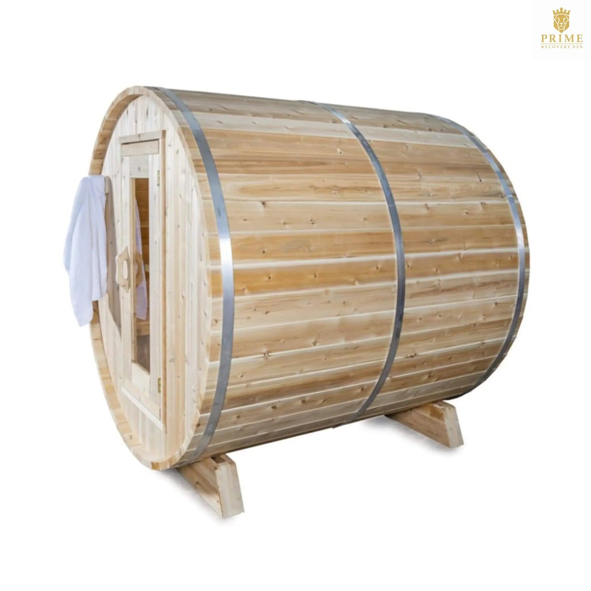 Dundalk Leisurecraft 84-Inch 4-Person Canadian Timber Harmony Barrel Sauna With Solid Wood Benches [CTC22W] (SAK96842) SAKSBY WHOLESALE