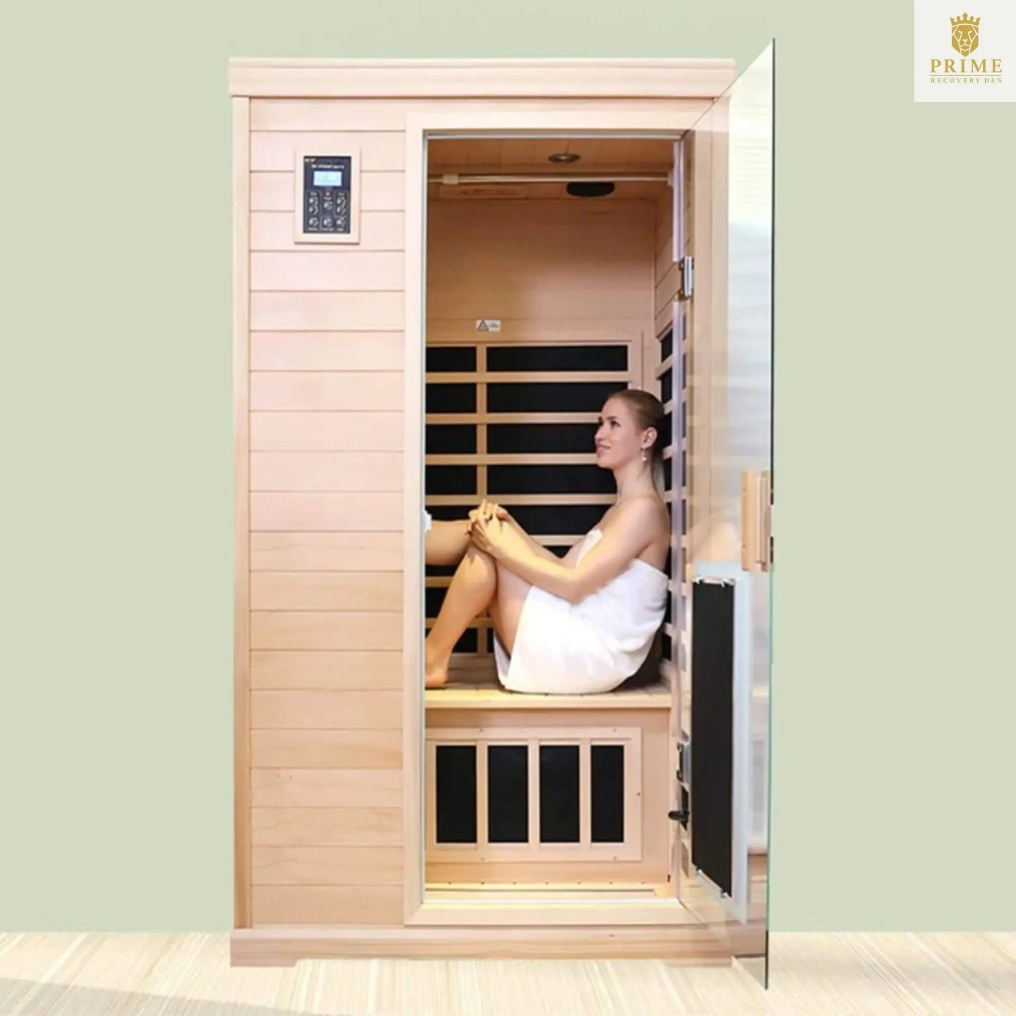 Thermora Ivara Luxury 2-Person Hemlock Wood FAR Infrared Sauna Room W/ Glass Door, 1750W (SAK81525) SAKSBY WHOLESALE