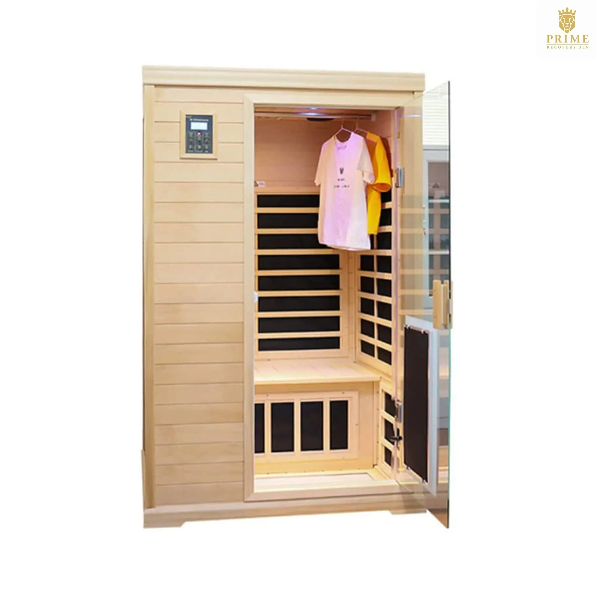 Thermora Ivara Luxury 2-Person Hemlock Wood FAR Infrared Sauna Room W/ Glass Door, 1750W (SAK81525) SAKSBY WHOLESALE