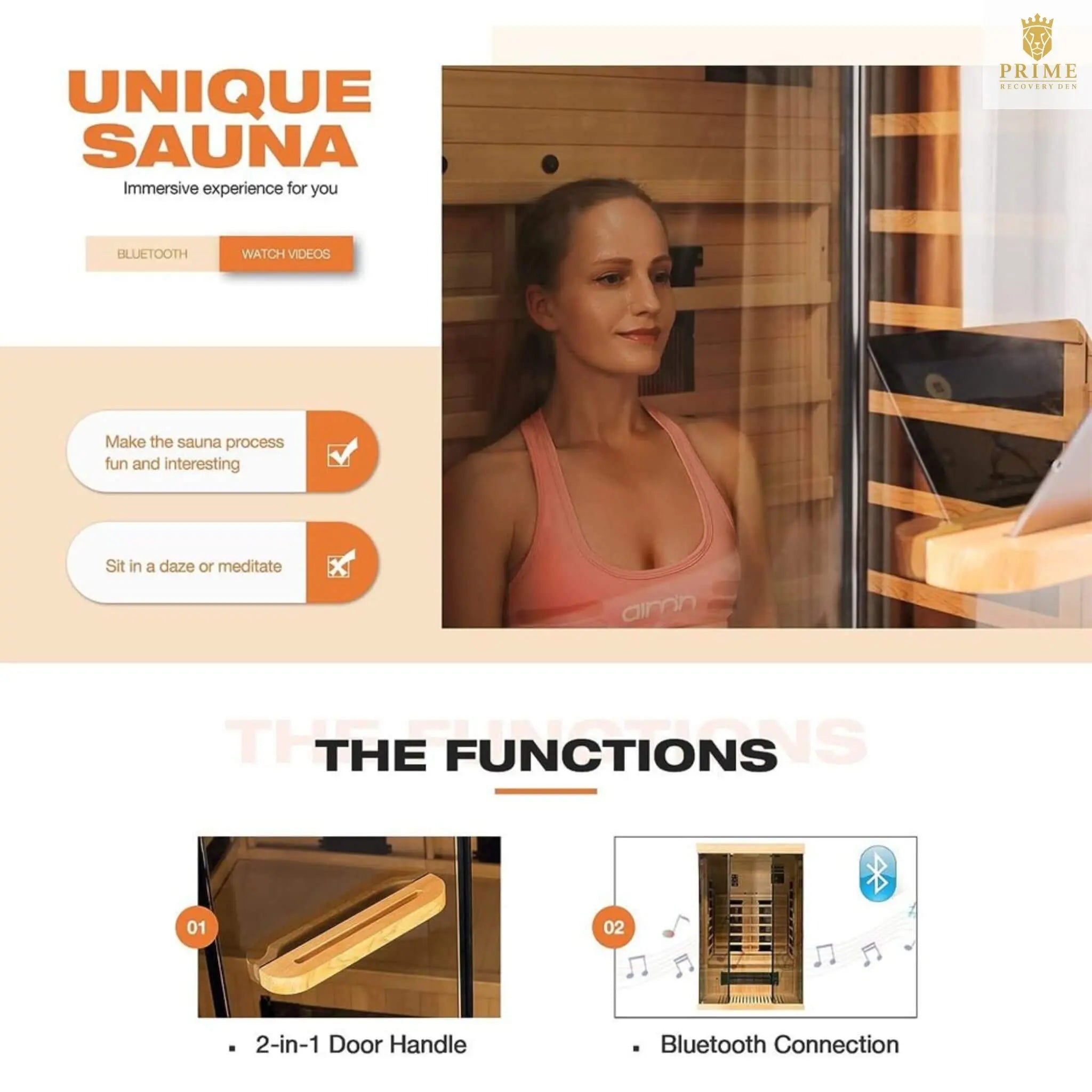 Thermora Valen Luxury 2000W 2-Person Low EMF FAR Infrared Heat Wood Home Personal Spa Sauna W/ Panoramic Tempered Glass (SAK27481) SAKSBY WHOLESALE
