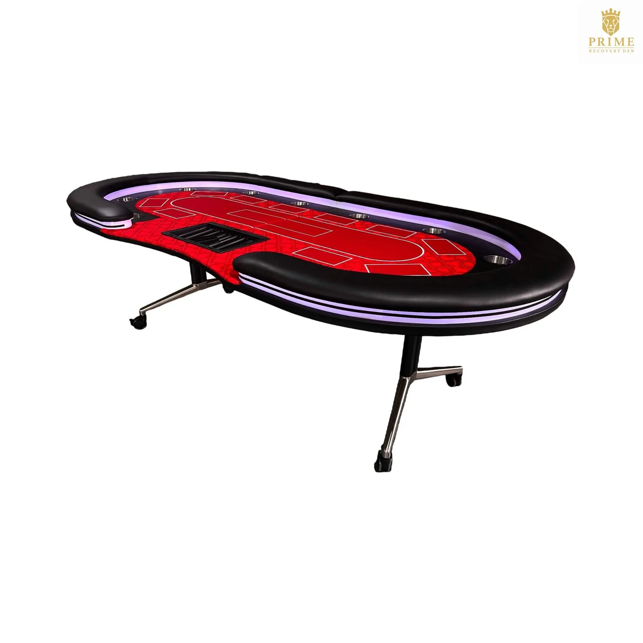 Luxury 94-Inch Foldable 10 Player Poker Table With LED, Wheels And Cup Holders (SAK24897) SAKSBY WHOLESALE