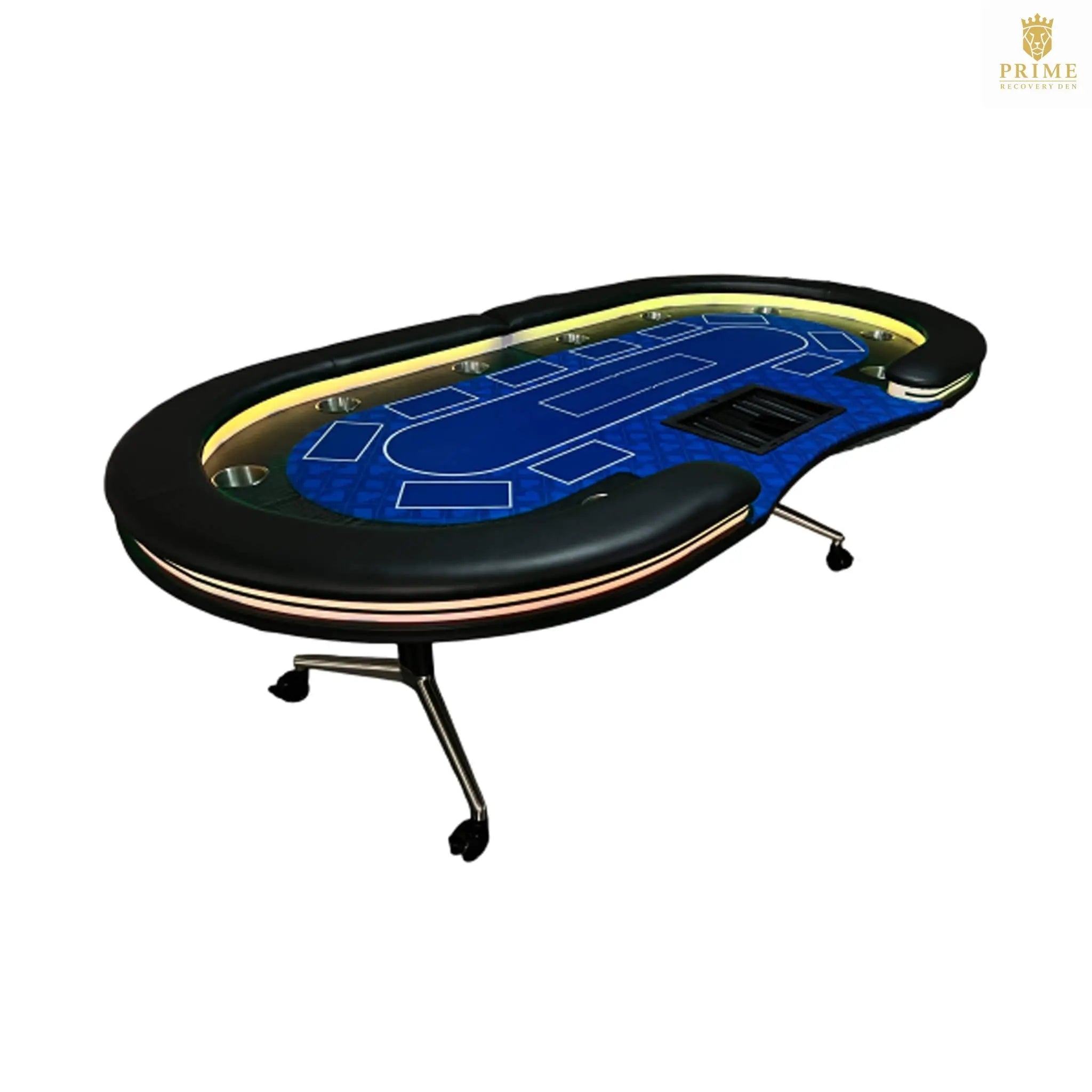 Luxury 94-Inch Foldable 10 Player Poker Table With LED, Wheels And Cup Holders (SAK24897) SAKSBY WHOLESALE