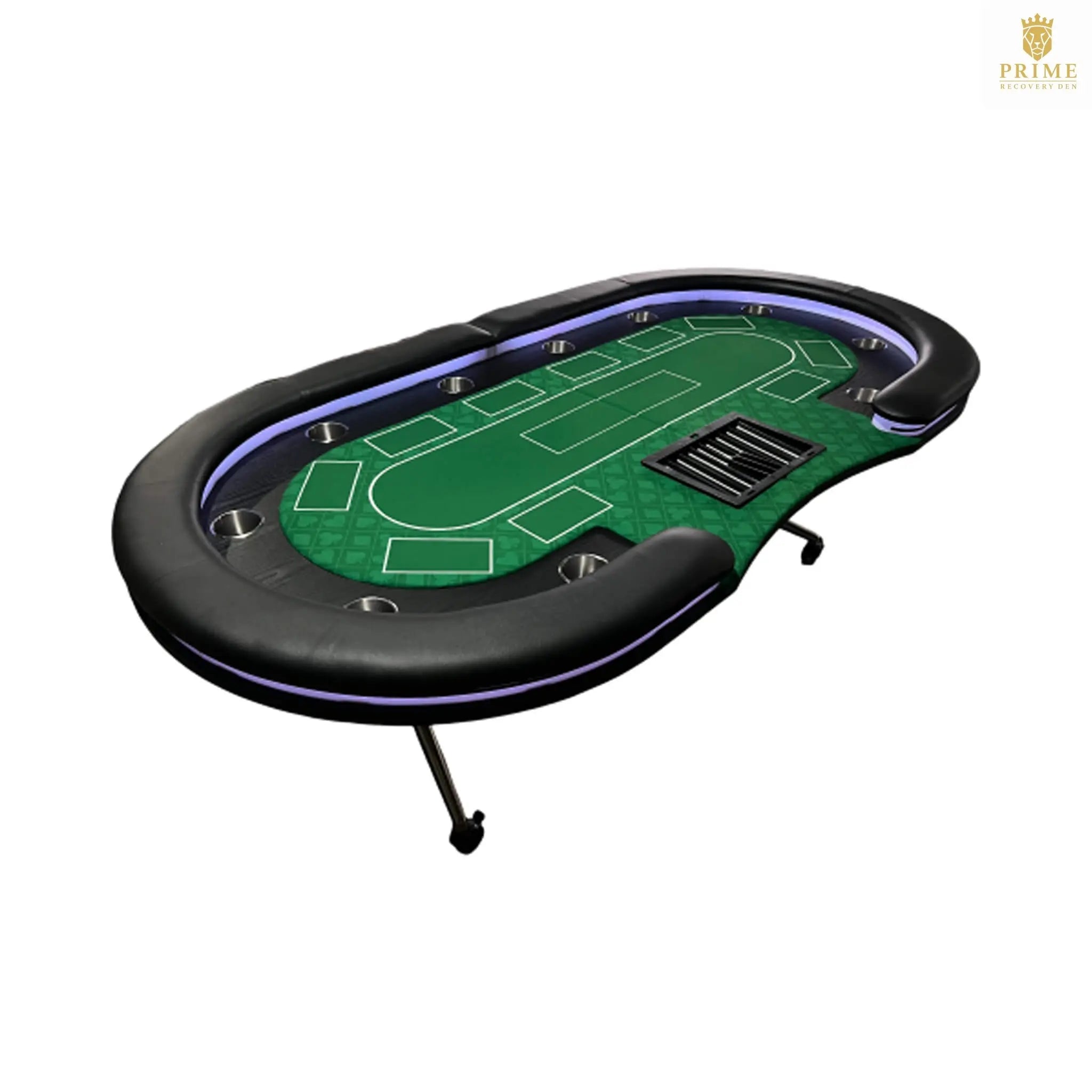 Luxury 94-Inch Foldable 10 Player Poker Table With LED, Wheels And Cup Holders (SAK24897) SAKSBY WHOLESALE