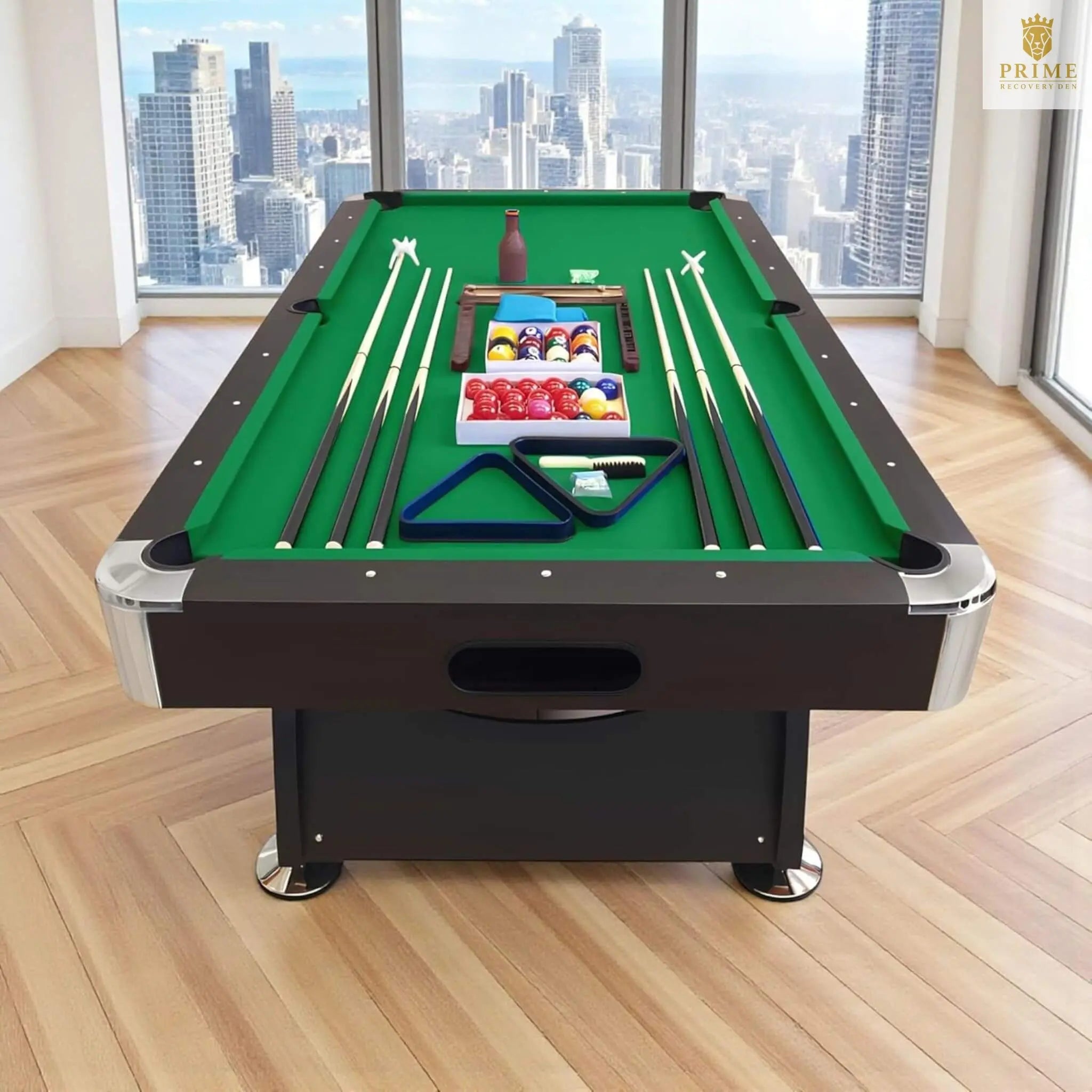 8FT Modern Green Felt Billiard Pool Table With Automatic Ball Return And Accessories Kit (SAK24870) SAKSBY WHOLESALE