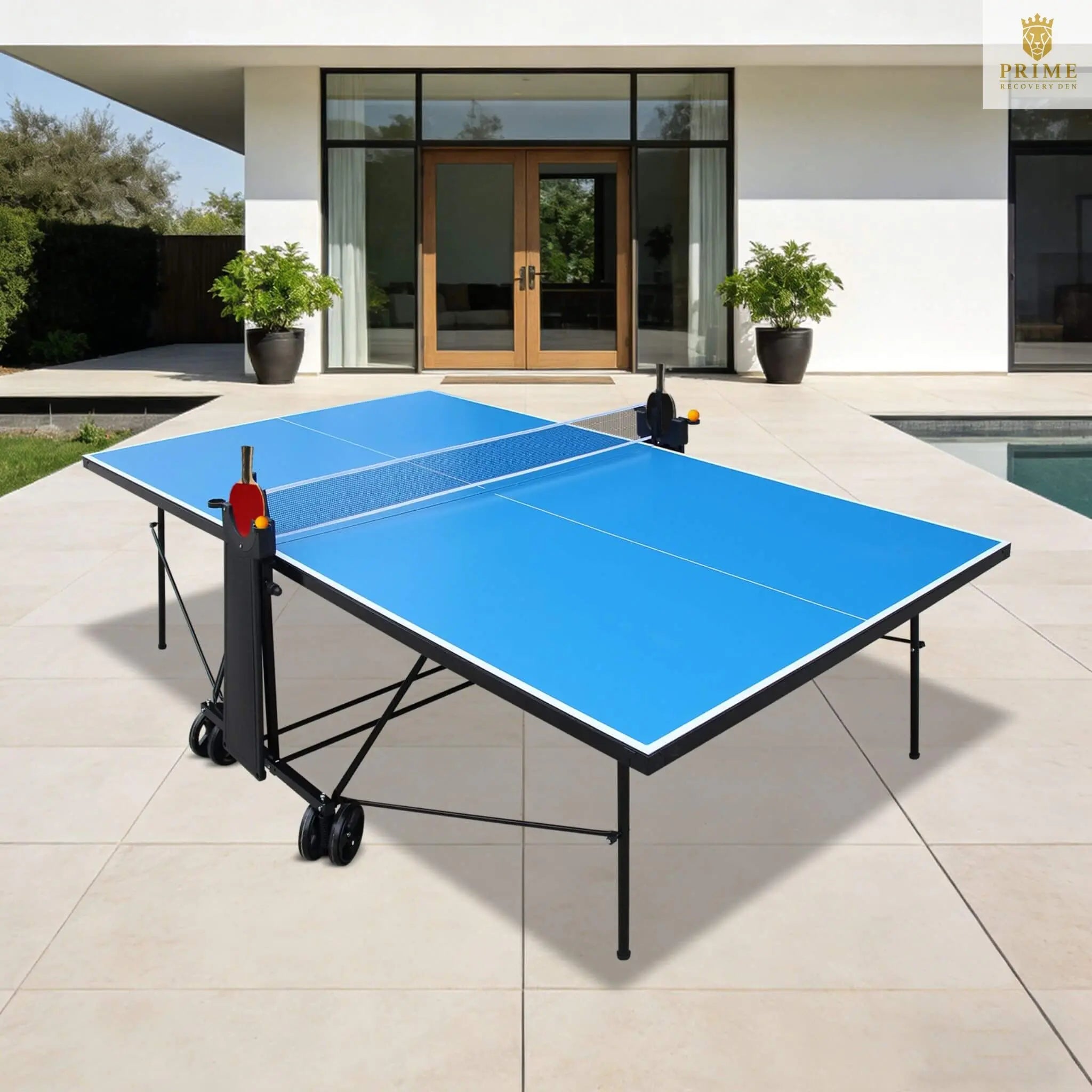 Portable 108-Inch Full-Size Table Tennis Table Set With Net, Paddles And Balls (SAK50384) SAKSBY WHOLESALE