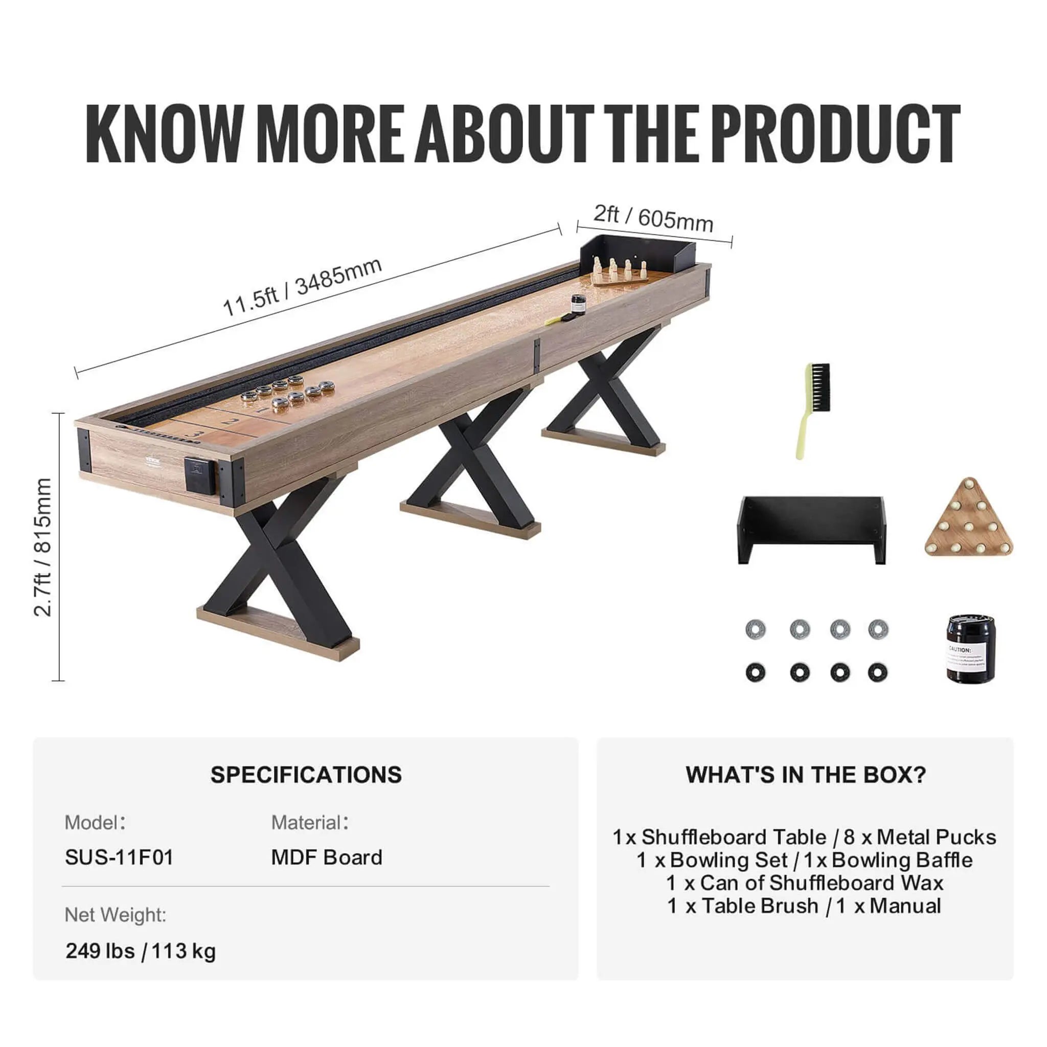 Premium 2-In-1 Shuffleboard Game Table Set With Bowling Combo (SAK81698) SAKSBY WHOLESALE
