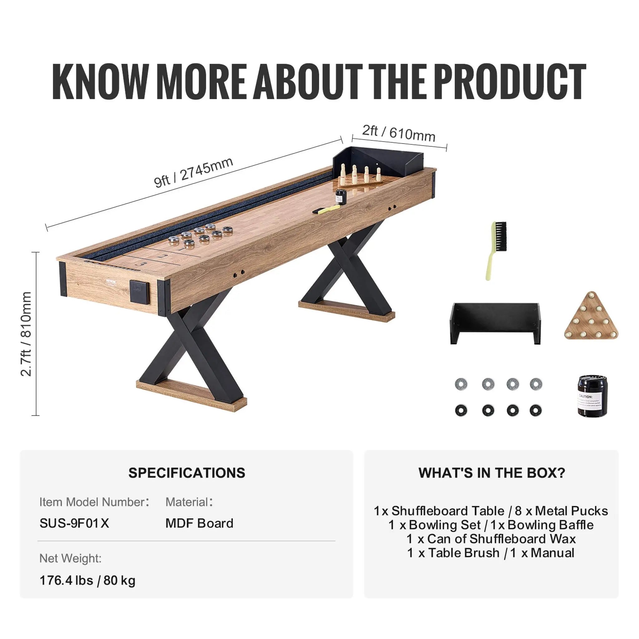 Premium 2-In-1 Shuffleboard Game Table Set With Bowling Combo (SAK81698) SAKSBY WHOLESALE