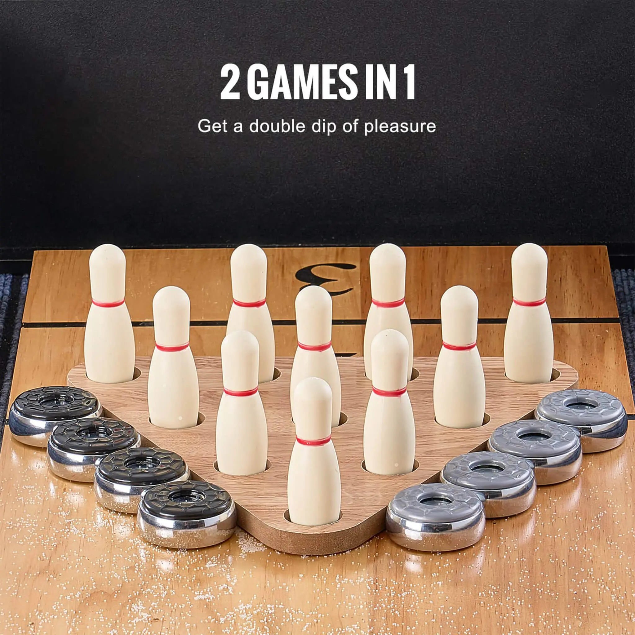 Premium 2-In-1 Shuffleboard Game Table Set With Bowling Combo (SAK81698) SAKSBY WHOLESALE