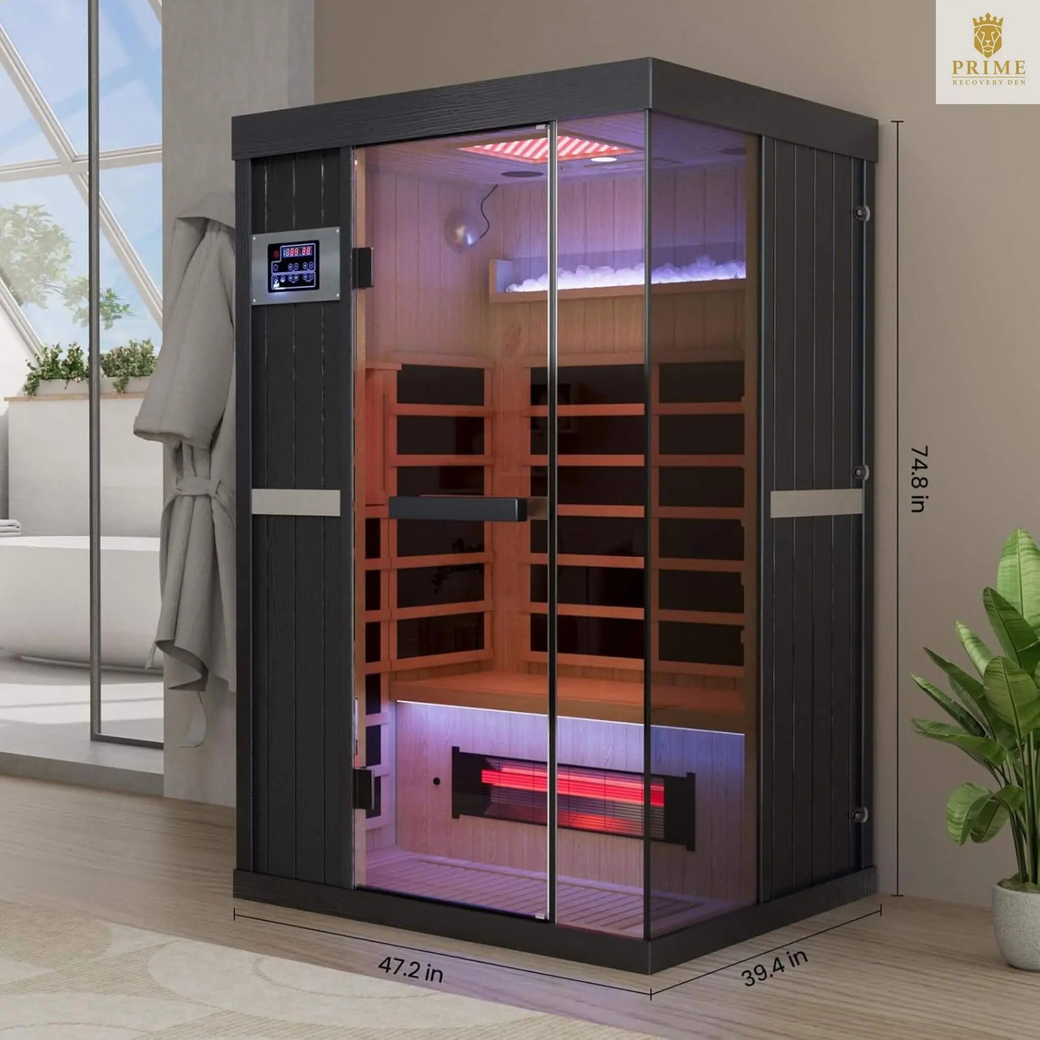 Thermora Pandora Premium 2-Person Indoor Infrared Sauna With Red Light Therapy And Himalayan Salt Rocks (SAK67305) SAKSBY WHOLESALE