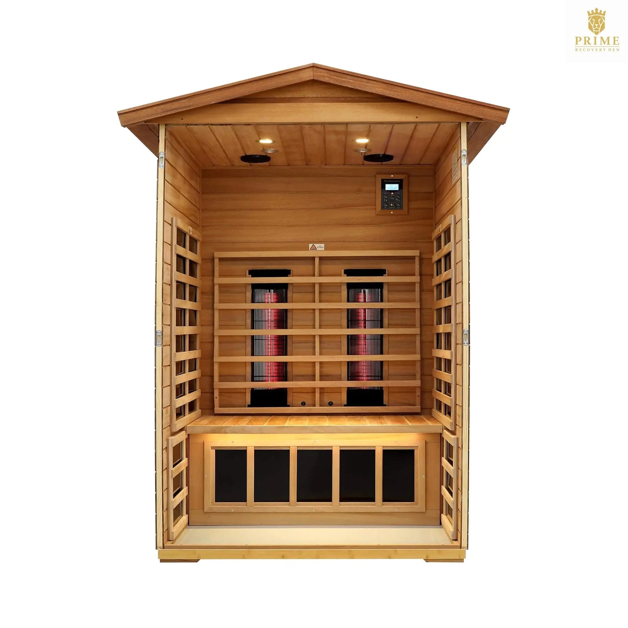 Thermora Alveron 2-Person Outdoor Mahogany Low EMF Far Infrared Sauna With Bluetooth Audio And LED Lights (SAK83719) SAKSBY WHOLESALE