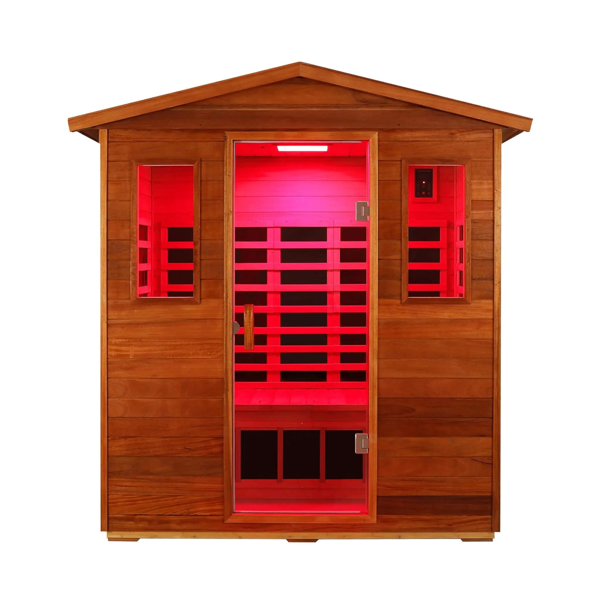 Thermora Vanta Luxury 3-Person Outdoor Mahogany Full Spectrum Ultra-Low EMF FAR Infrared Sauna With Chromotherapy And Bluetooth Speakers (SAK83460) SAKSBY WHOLESALE