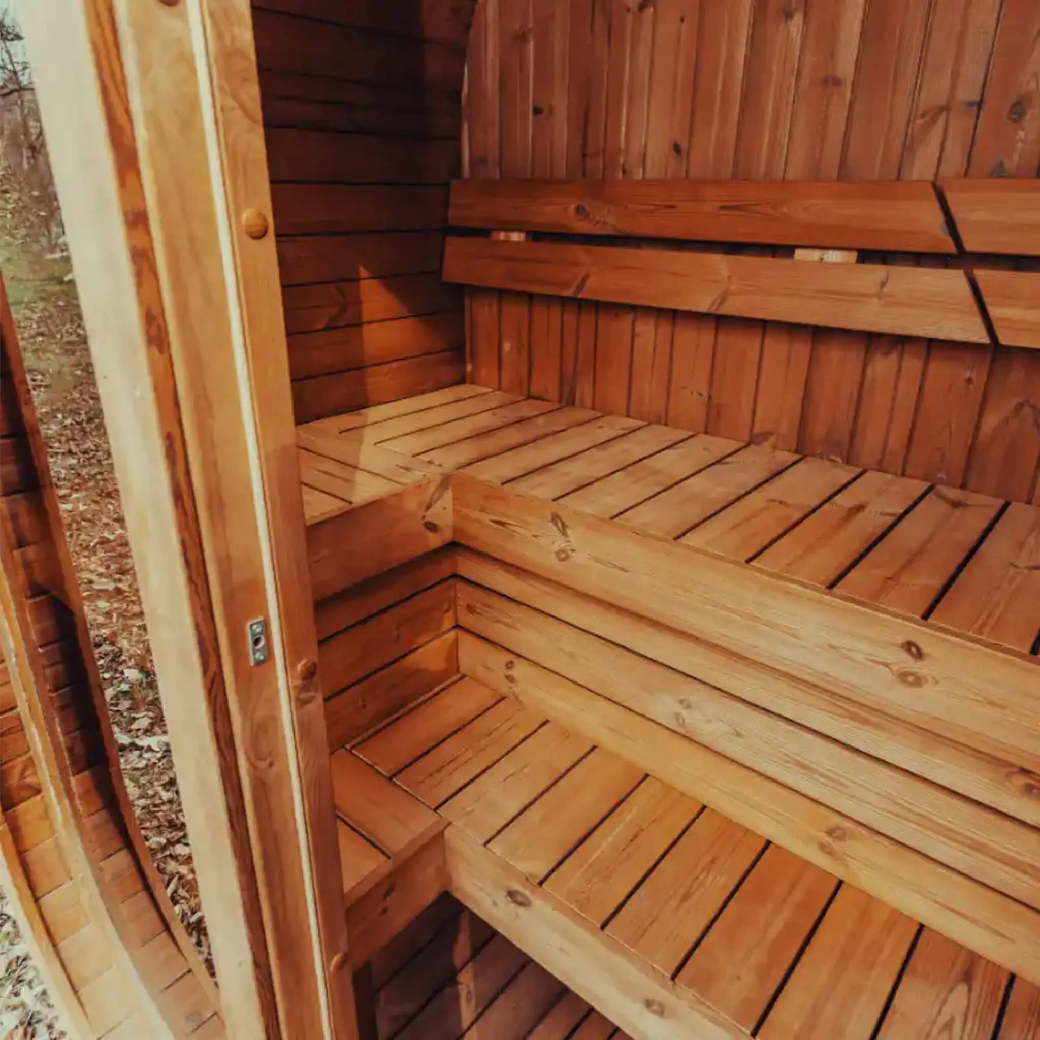 Premium 3-Person Outdoor Scandinavian ThermoWood Cube Sauna Kit With LED Lighting (SAK47582) SAKSBY WHOLESALE