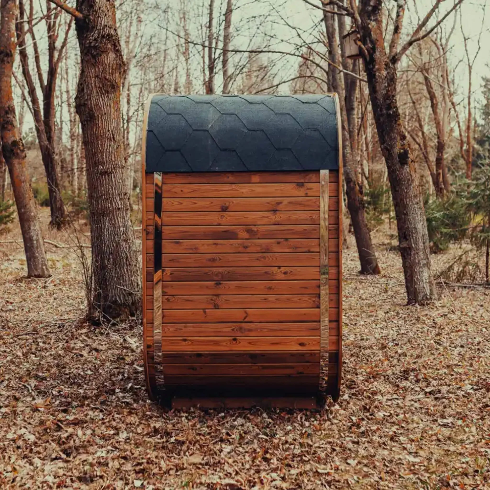 Premium 3-Person Outdoor Scandinavian ThermoWood Cube Sauna Kit With LED Lighting (SAK47582) SAKSBY WHOLESALE