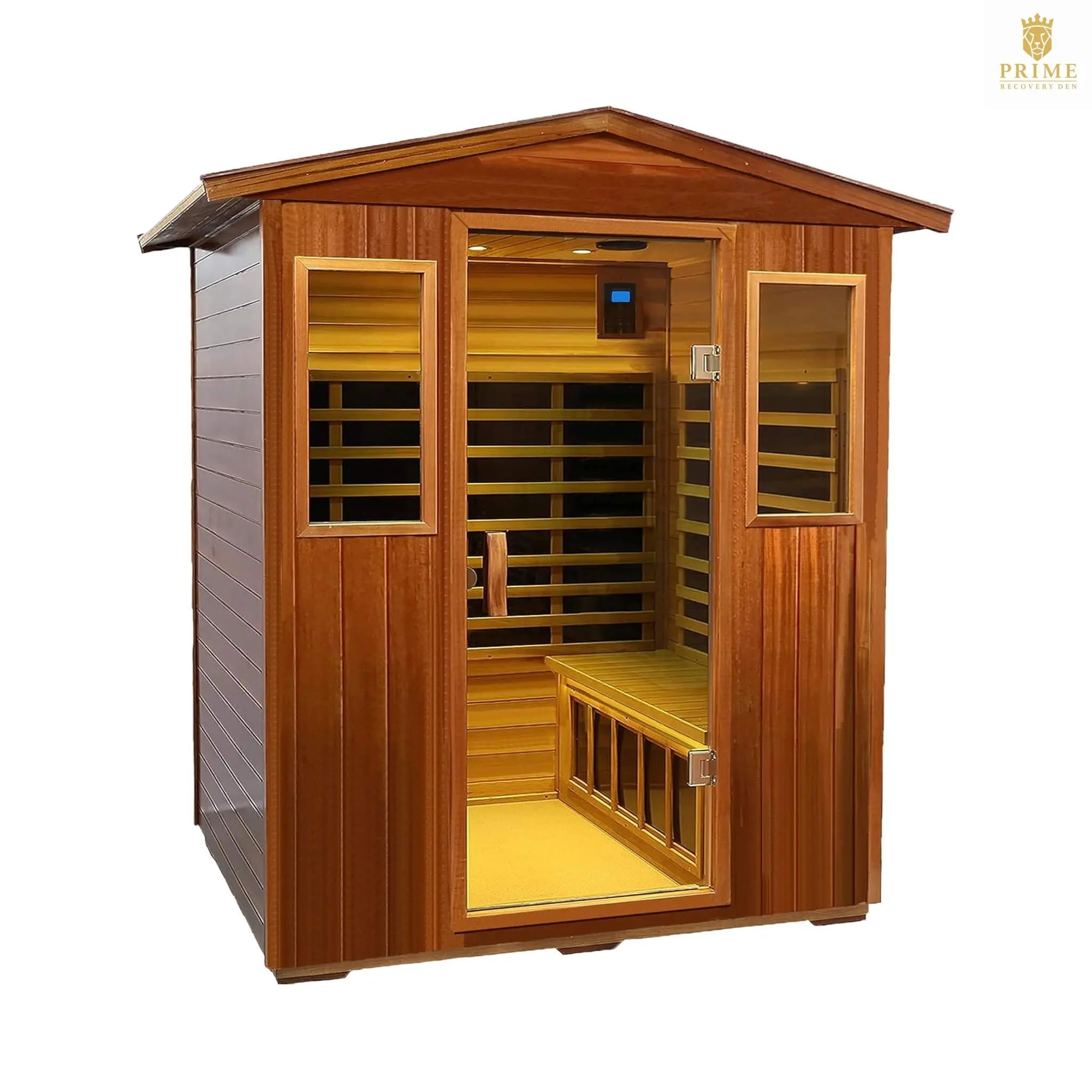 Thermora Moretti 4-Person Outdoor Mahogany Full Spectrum Ultra-Low EMF FAR Infrared Sauna With Chromotherapy And Bluetooth Speakers (SAK98263) SAKSBY WHOLESALE