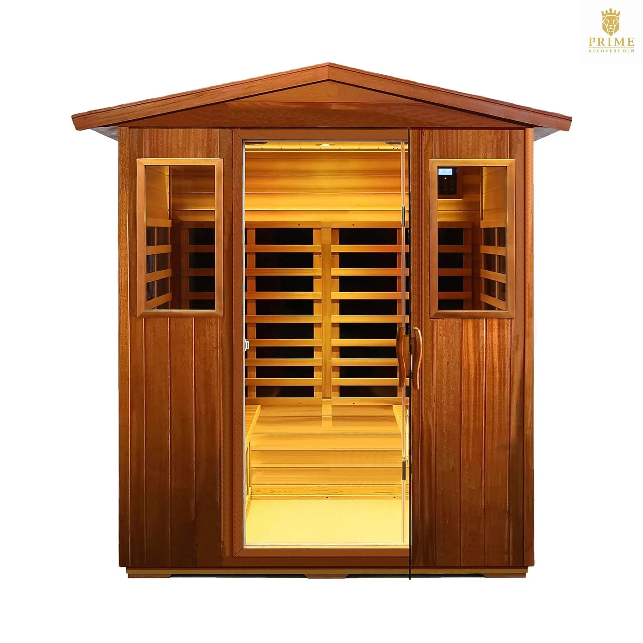 Thermora Moretti 4-Person Outdoor Mahogany Full Spectrum Ultra-Low EMF FAR Infrared Sauna With Chromotherapy And Bluetooth Speakers (SAK98263) SAKSBY WHOLESALE