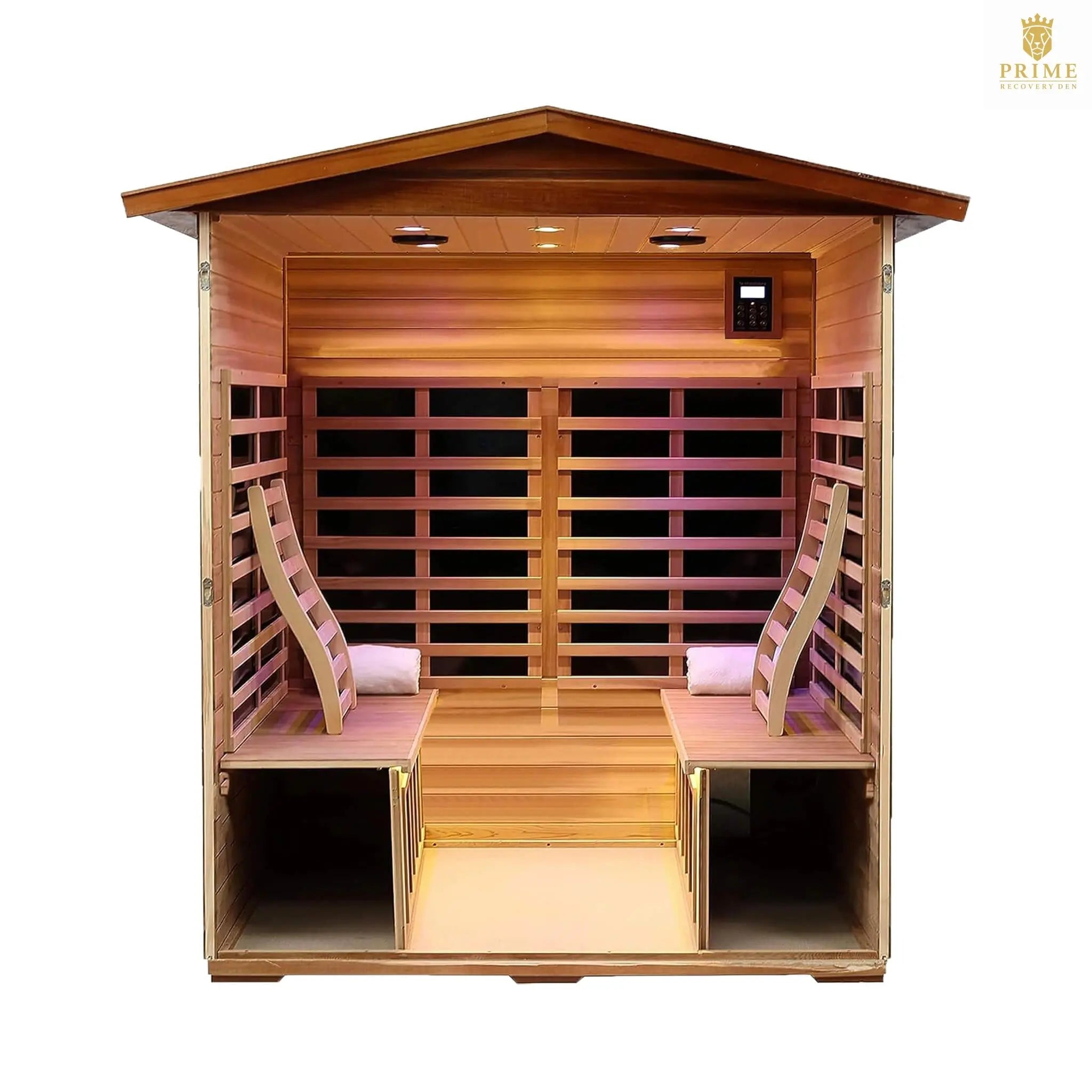 Thermora Moretti 4-Person Outdoor Mahogany Full Spectrum Ultra-Low EMF FAR Infrared Sauna With Chromotherapy And Bluetooth Speakers (SAK98263) SAKSBY WHOLESALE