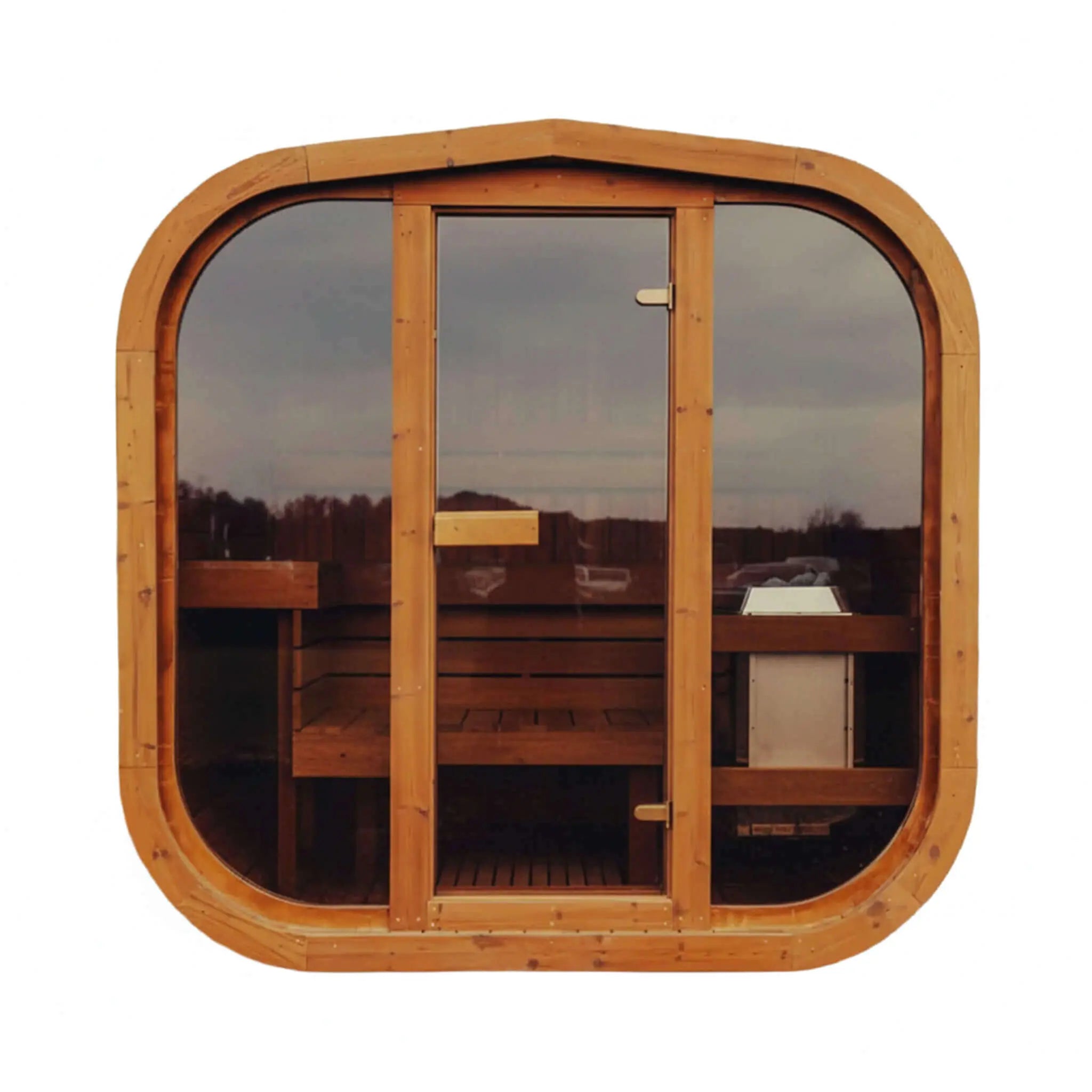 Premium 4-Person Outdoor Scandinavian ThermoWood Cube Sauna Kit With LED Lighting (SAK25470) SAKSBY WHOLESALE