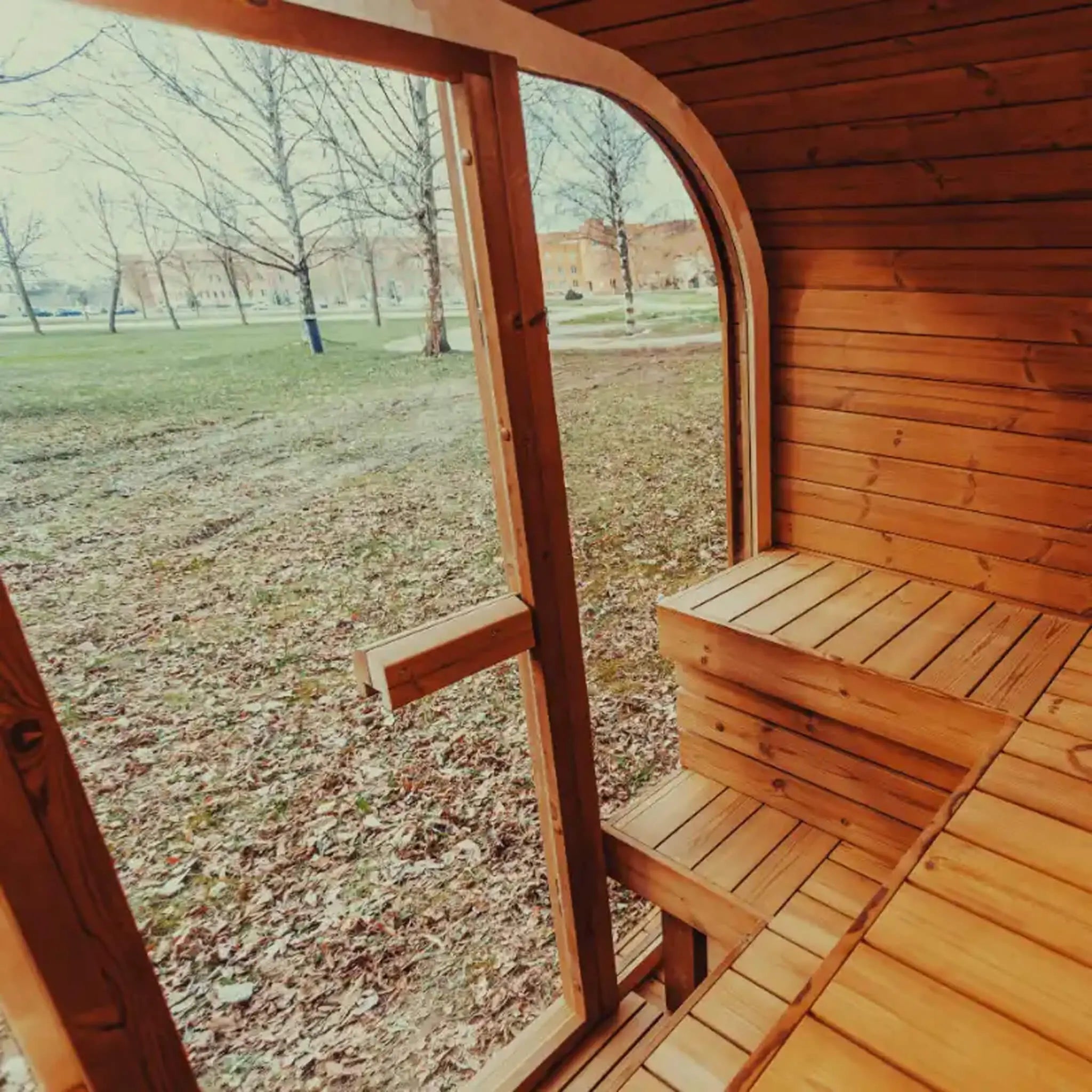 Premium 4-Person Outdoor Scandinavian ThermoWood Cube Sauna Kit With LED Lighting (SAK25470) SAKSBY WHOLESALE