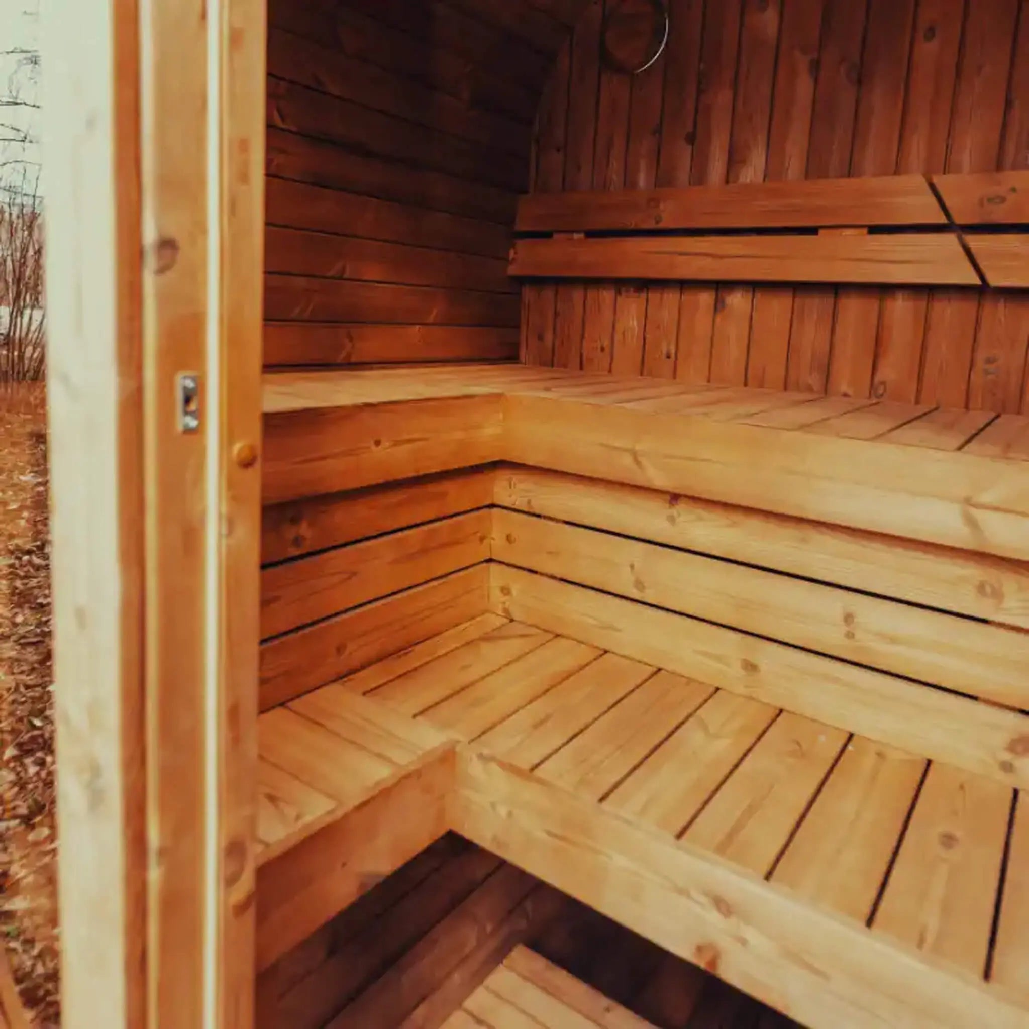 Premium 4-Person Outdoor Scandinavian ThermoWood Cube Sauna Kit With LED Lighting (SAK25470) SAKSBY WHOLESALE