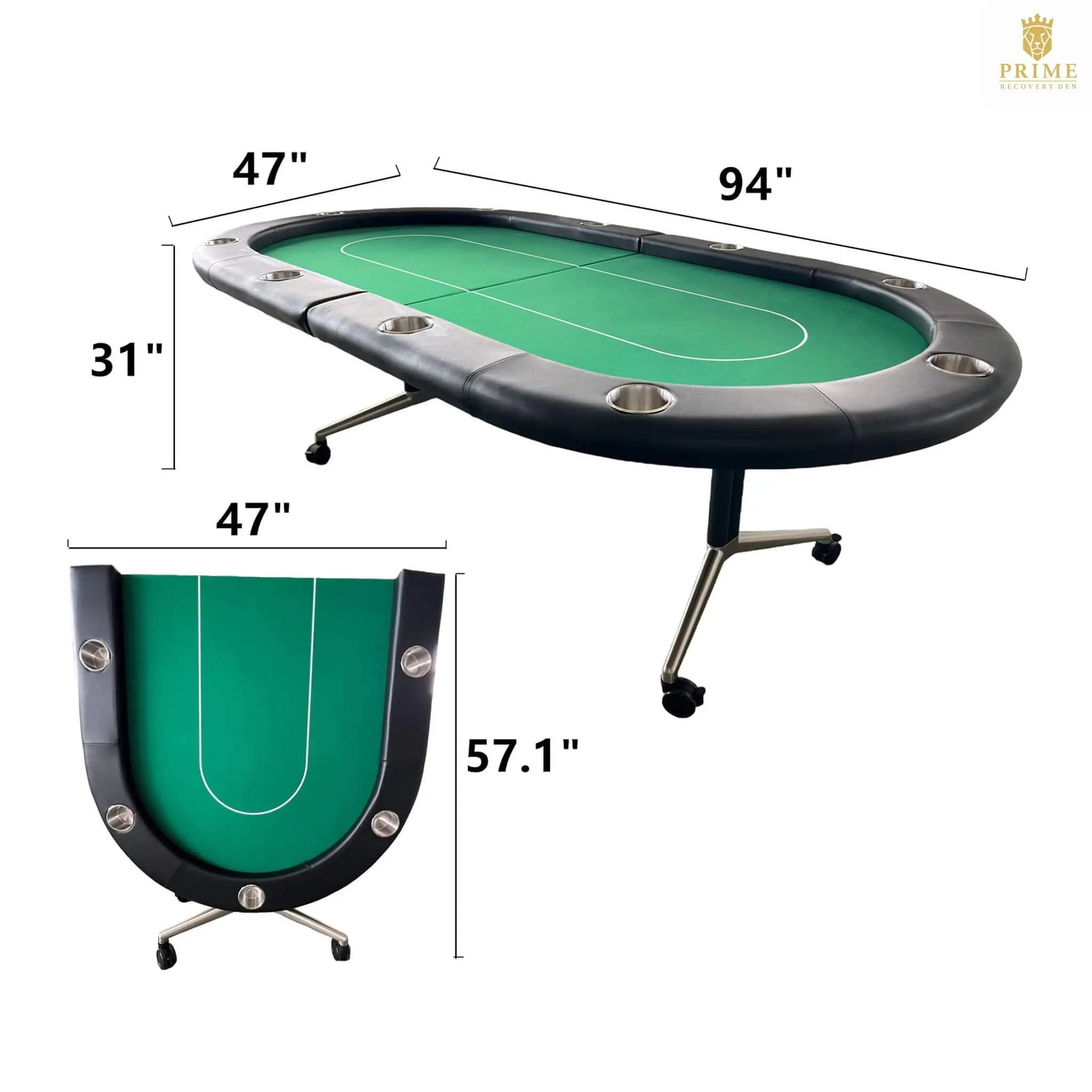Premium 94-Inch Foldable 10-Player Poker Table With Wheels (SAK43087) SAKSBY WHOLESALE
