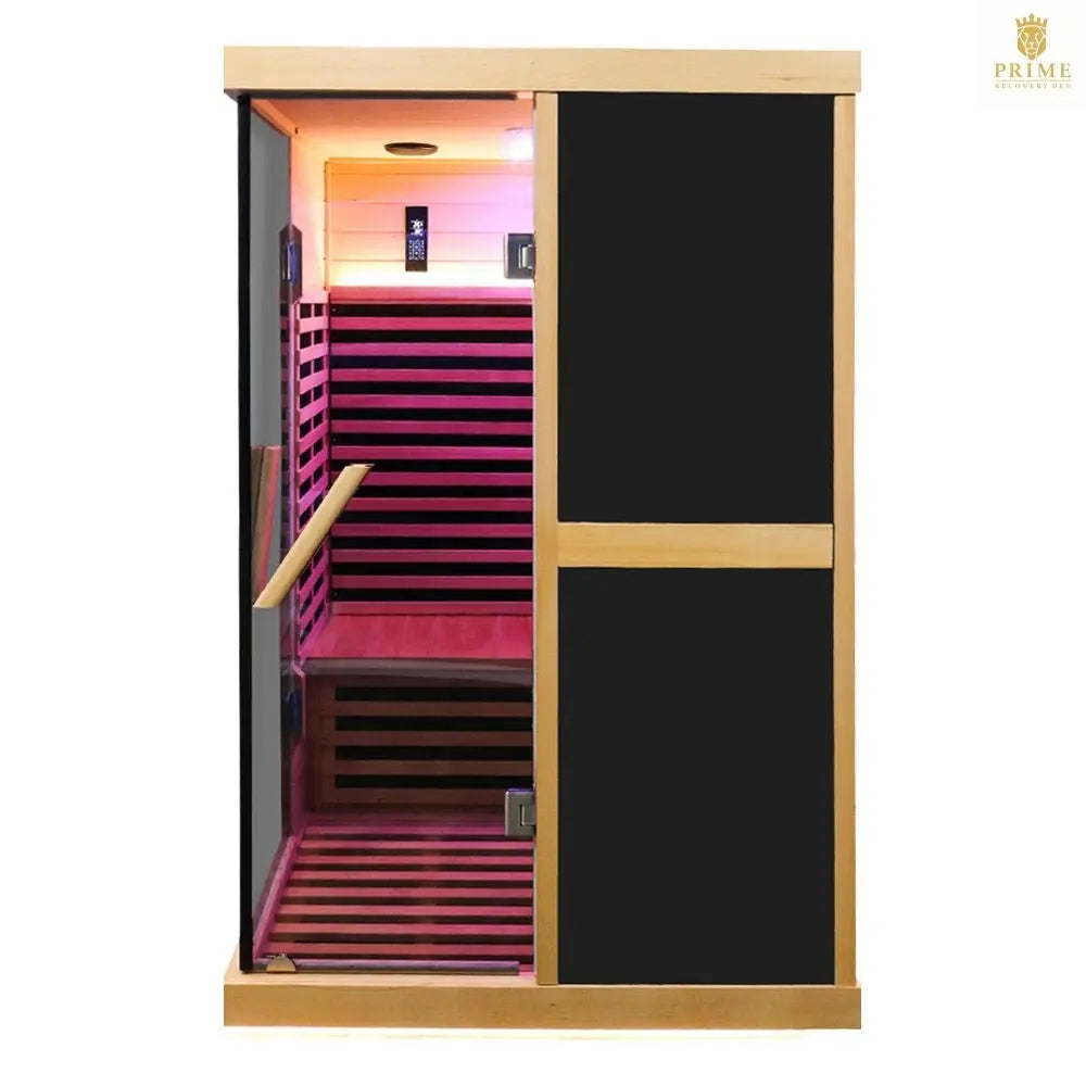 Thermora Helix Premium Large 2-Person V-Shaped FAR Infrared Sauna Room With Double Glass Doors, 1980W (SAK96413) SAKSBY WHOLESALE