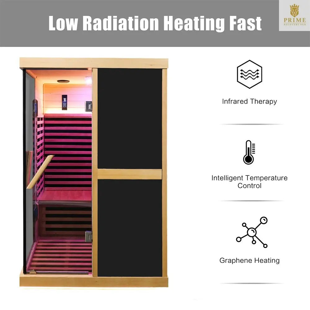 Thermora Helix Premium Large 2-Person V-Shaped FAR Infrared Sauna Room With Double Glass Doors, 1980W (SAK96413) SAKSBY WHOLESALE