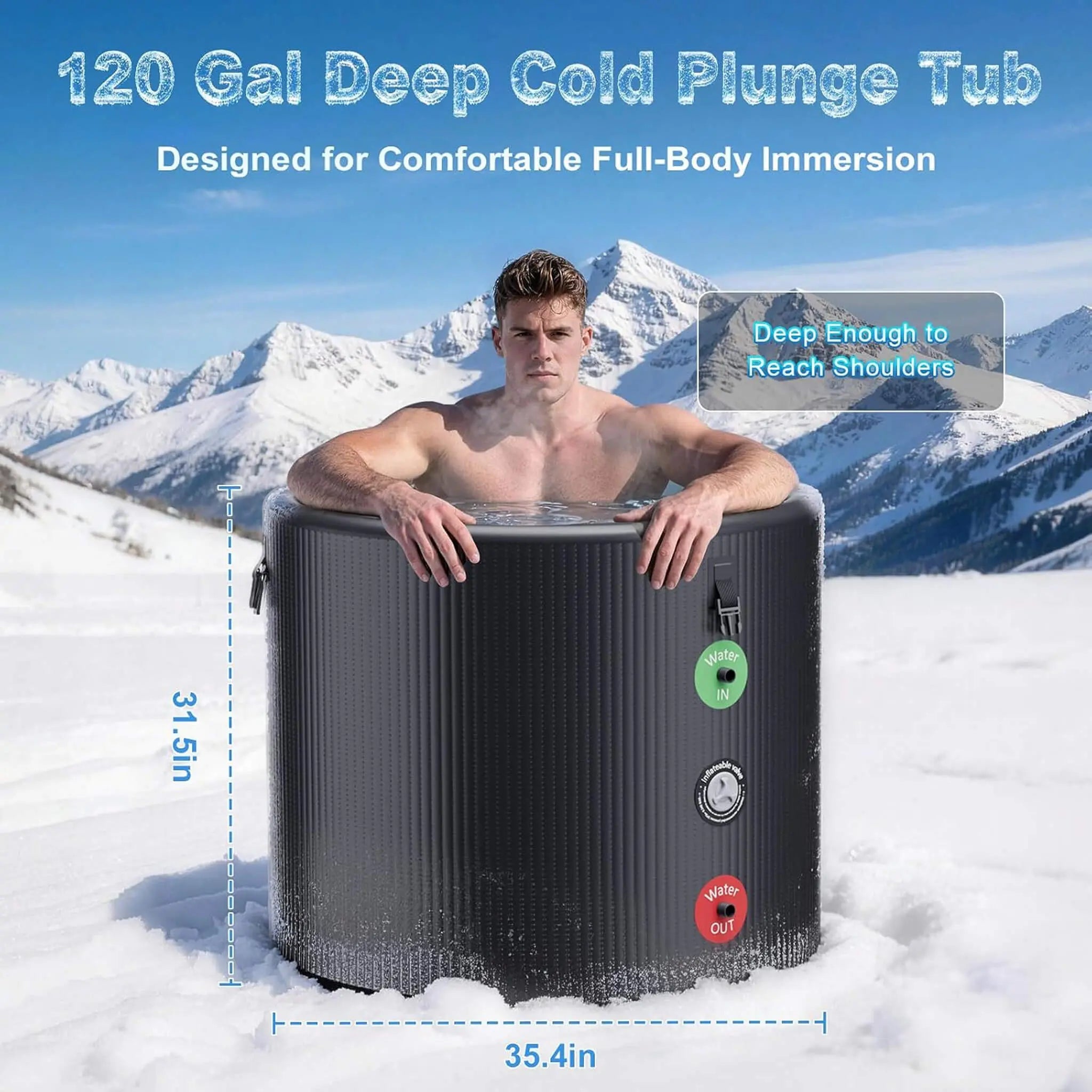 FCP Premium XL 120 Gal Cold Plunge Tub Kit With 1/3 HP Chiller, Filter And Pump (SAK58283) SAKSBY WHOLESALE