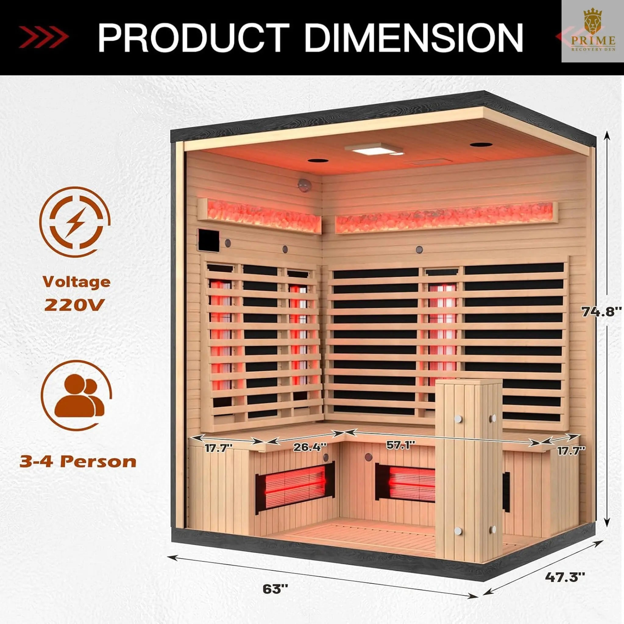 Rövia Ember 4-Person Full-Spectrum Infrared Sauna With Himalayan Salt Panels [Made-To-Order] (SAK80537) SAKSBY WHOLESALE