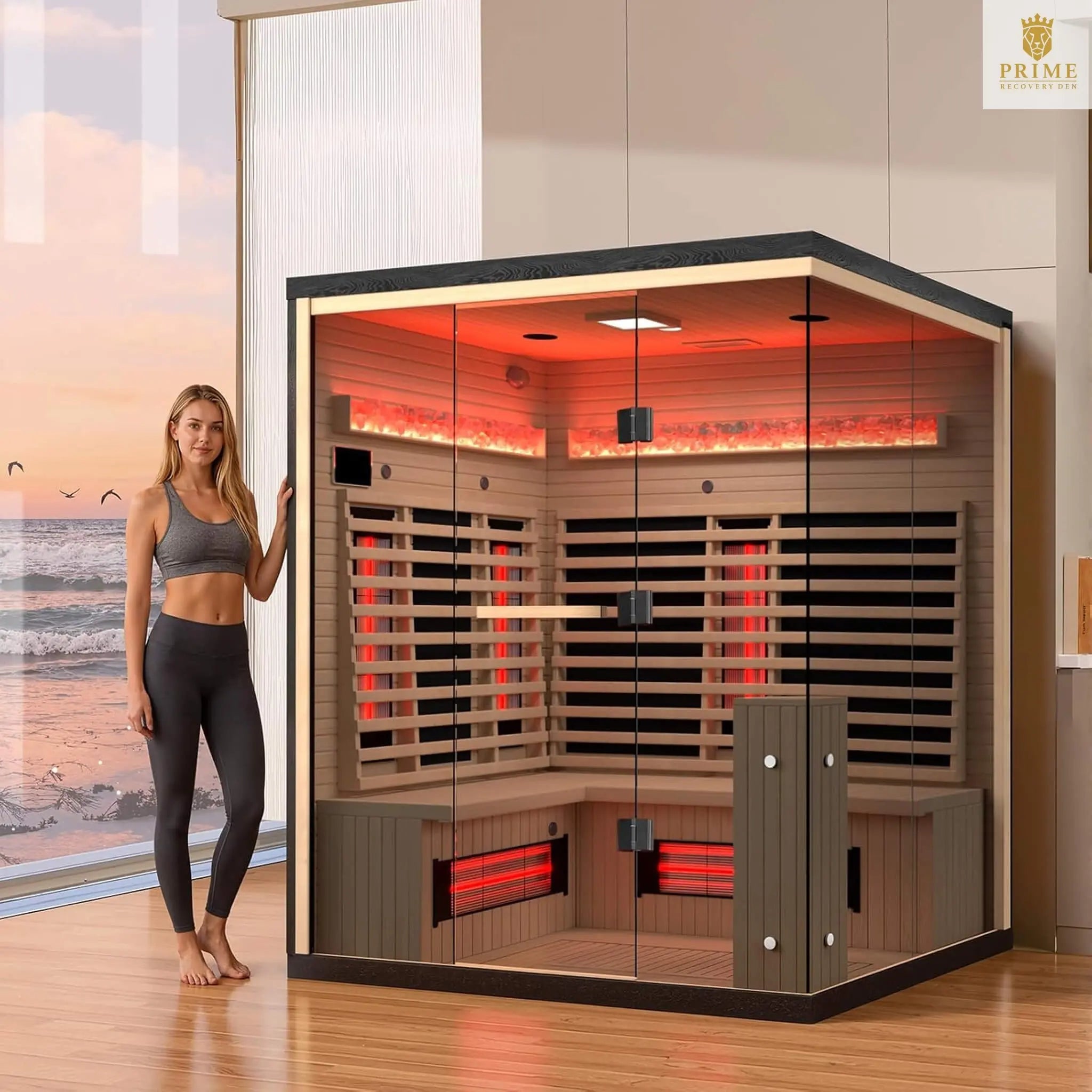 Rövia Ember 4-Person Full-Spectrum Infrared Sauna With Himalayan Salt Panels [Made-To-Order] (SAK80537) SAKSBY WHOLESALE