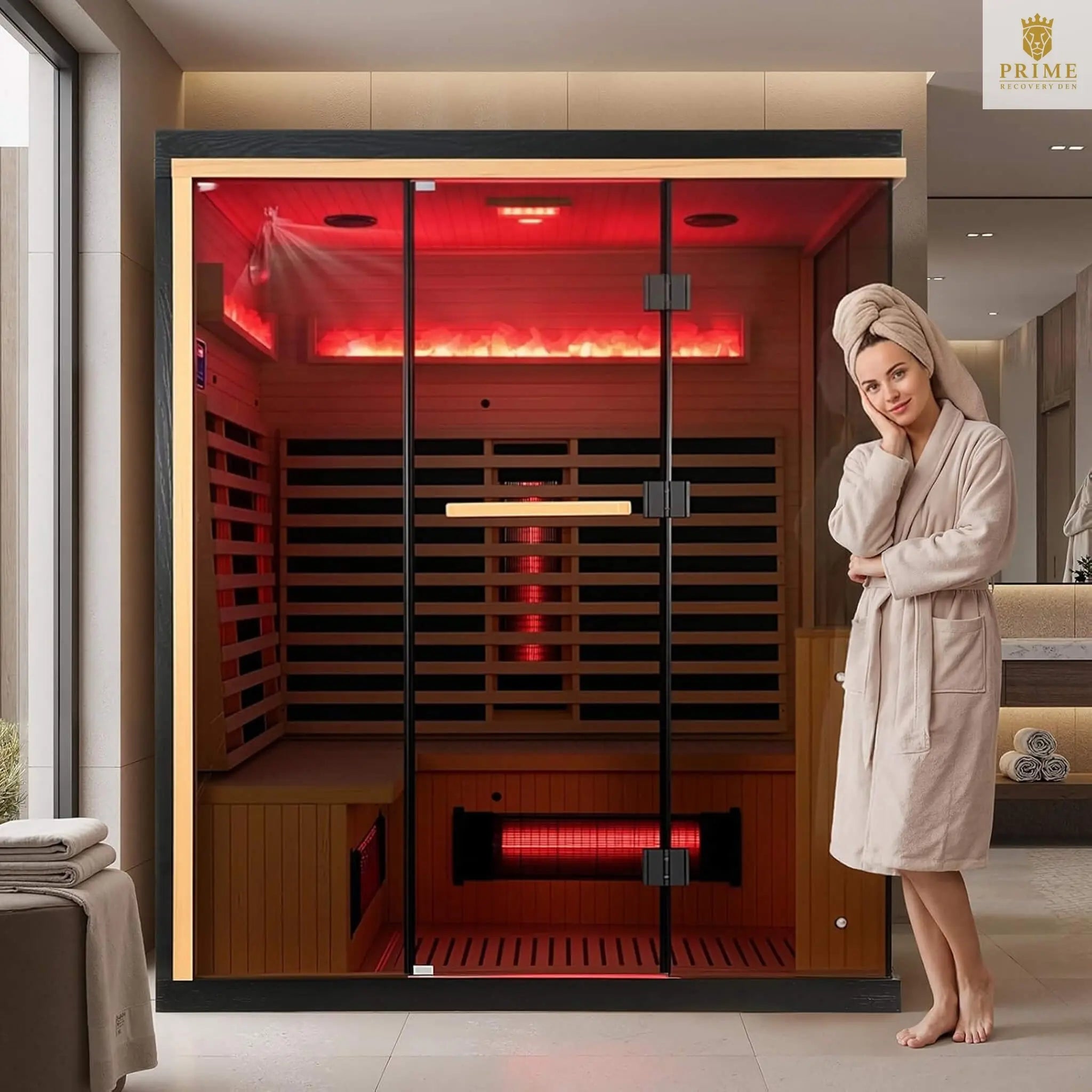 Rövia Ember 4-Person Full-Spectrum Infrared Sauna With Himalayan Salt Panels [Made-To-Order] (SAK80537) SAKSBY WHOLESALE