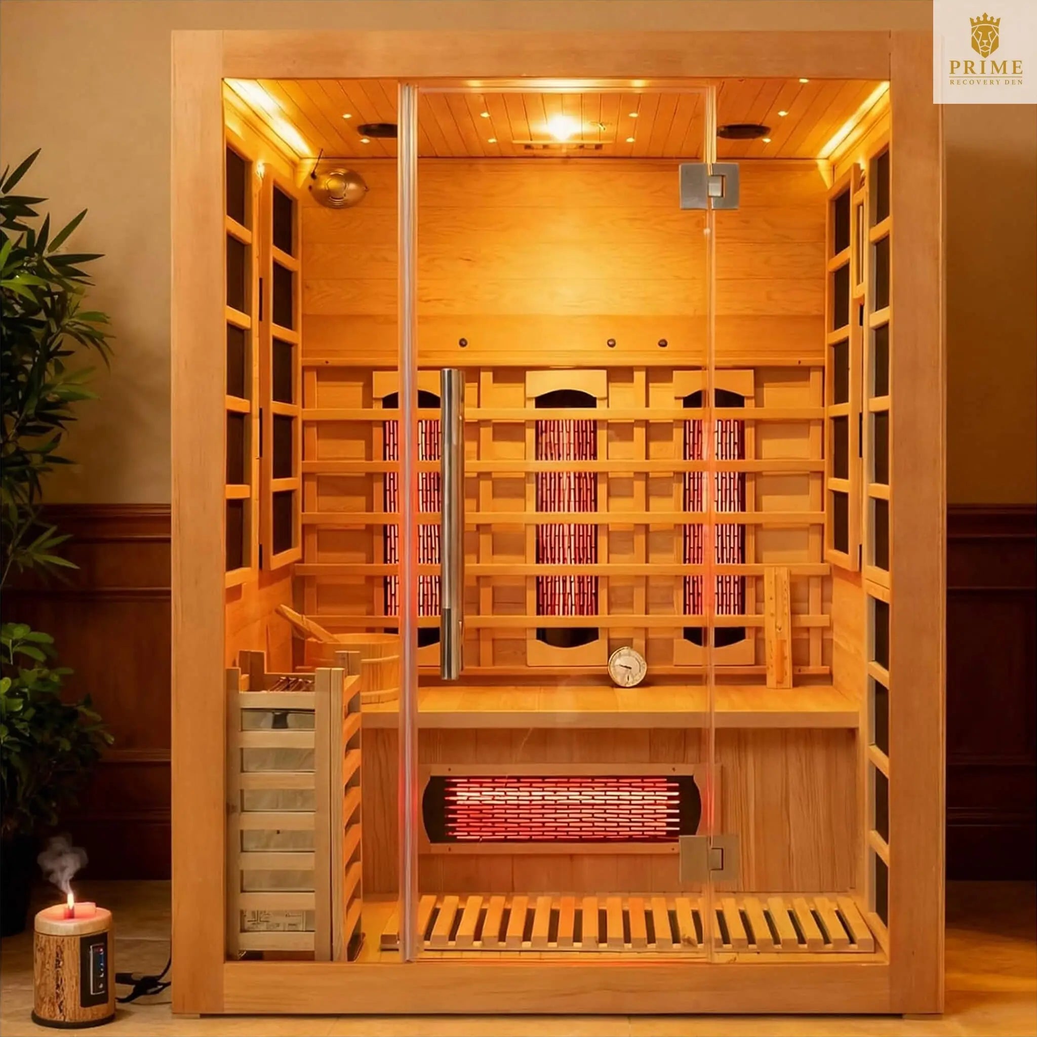 Rövia Aurora 3-Person Indoor Hybrid Sauna Room With Infrared And 4.5KW Steam Heater [Made-To-Order] (SAK41592) SAKSBY WHOLESALE