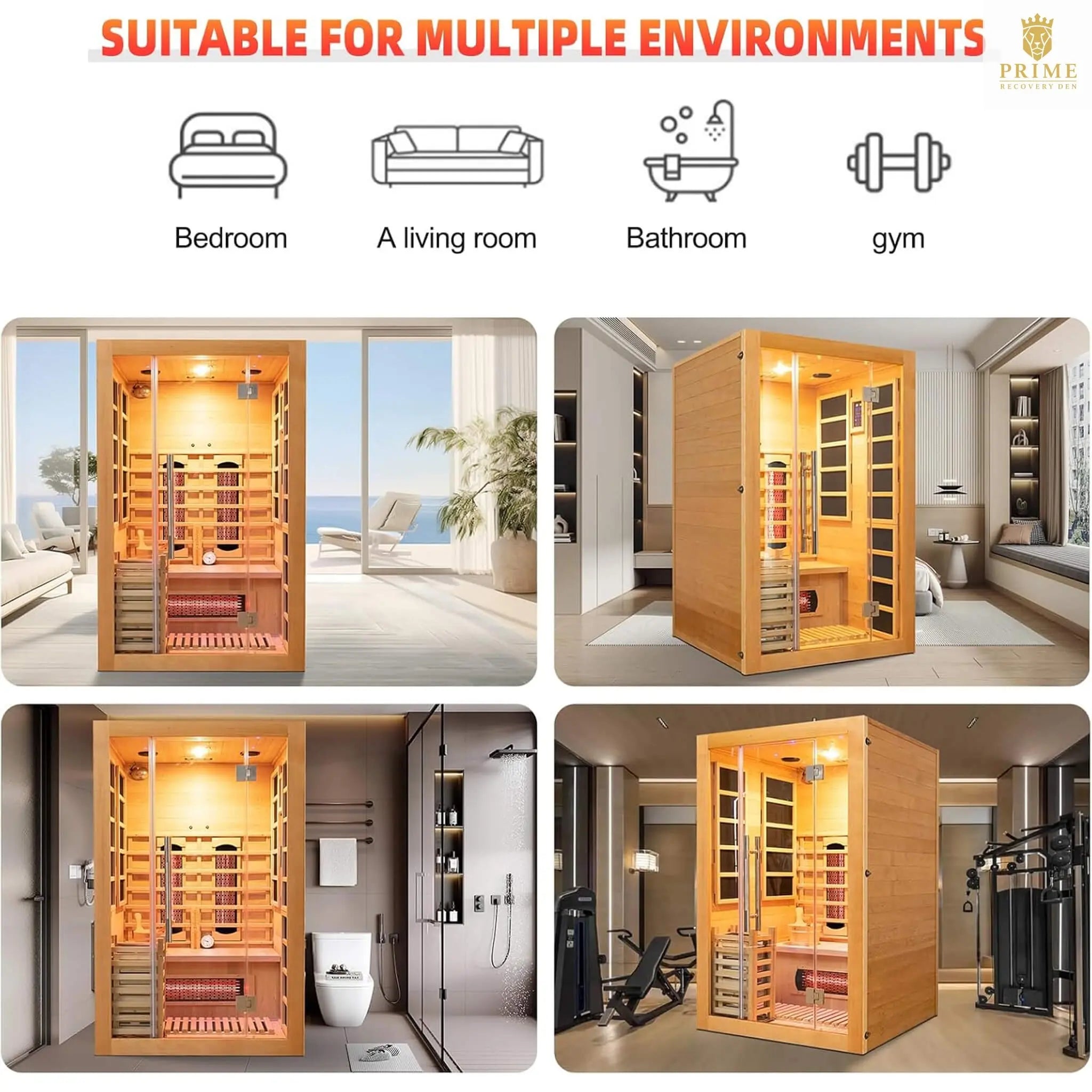 Rövia Aurora 3-Person Indoor Hybrid Sauna Room With Infrared And 4.5KW Steam Heater [Made-To-Order] (SAK41592) SAKSBY WHOLESALE