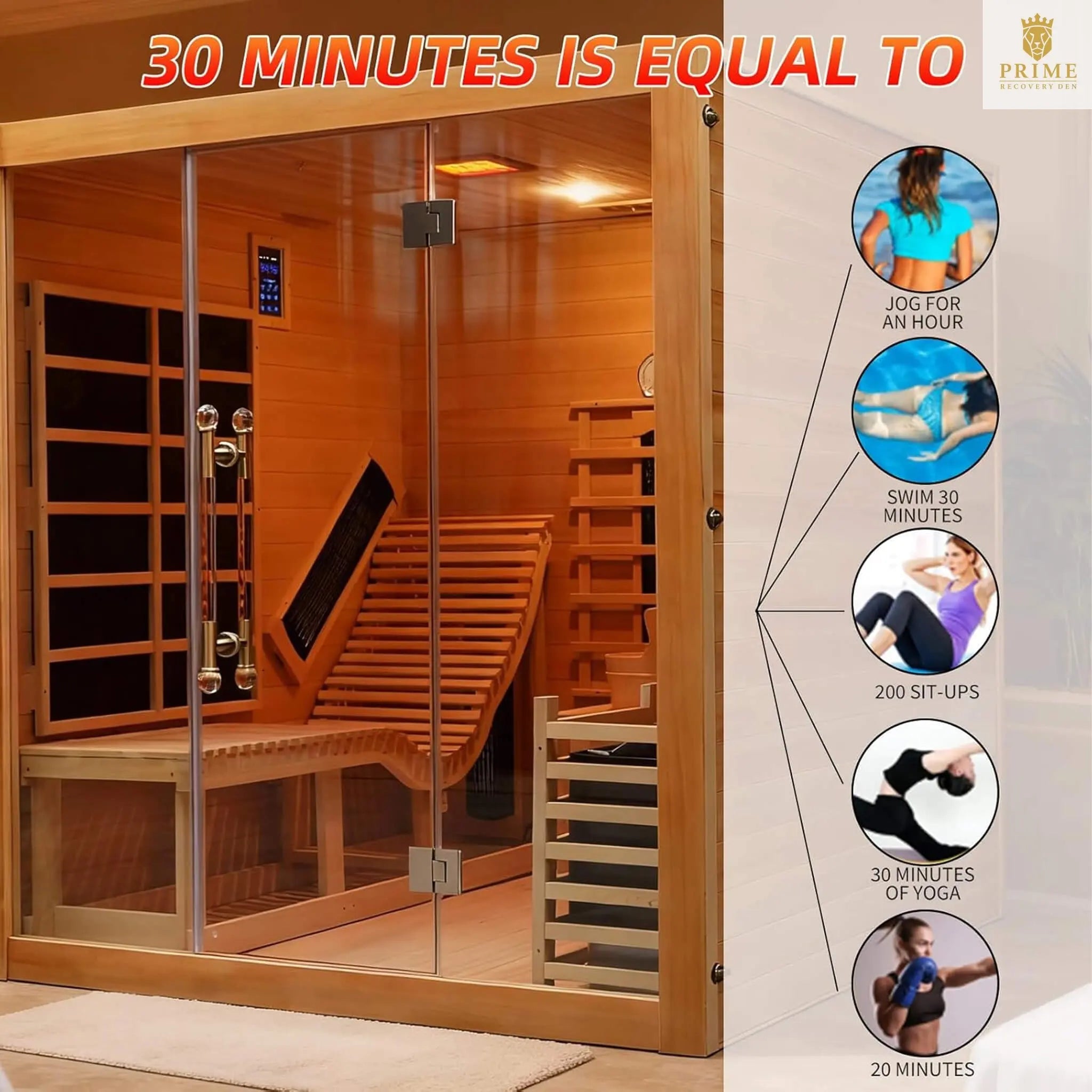 Rövia Oasis 3-Person Indoor Hybrid Sauna Room With Built-In Lounge Chair [Made-To-Order] (SAK35182) SAKSBY WHOLESALE