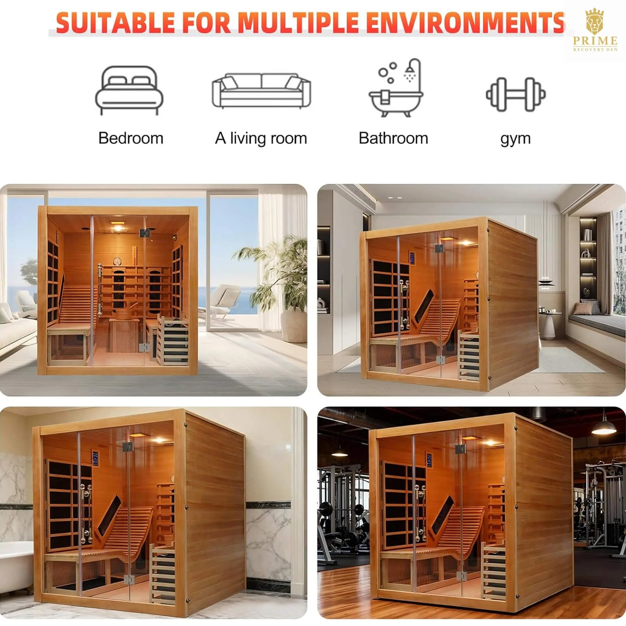 Rövia Oasis 3-Person Indoor Hybrid Sauna Room With Built-In Lounge Chair [Made-To-Order] (SAK35182) SAKSBY WHOLESALE