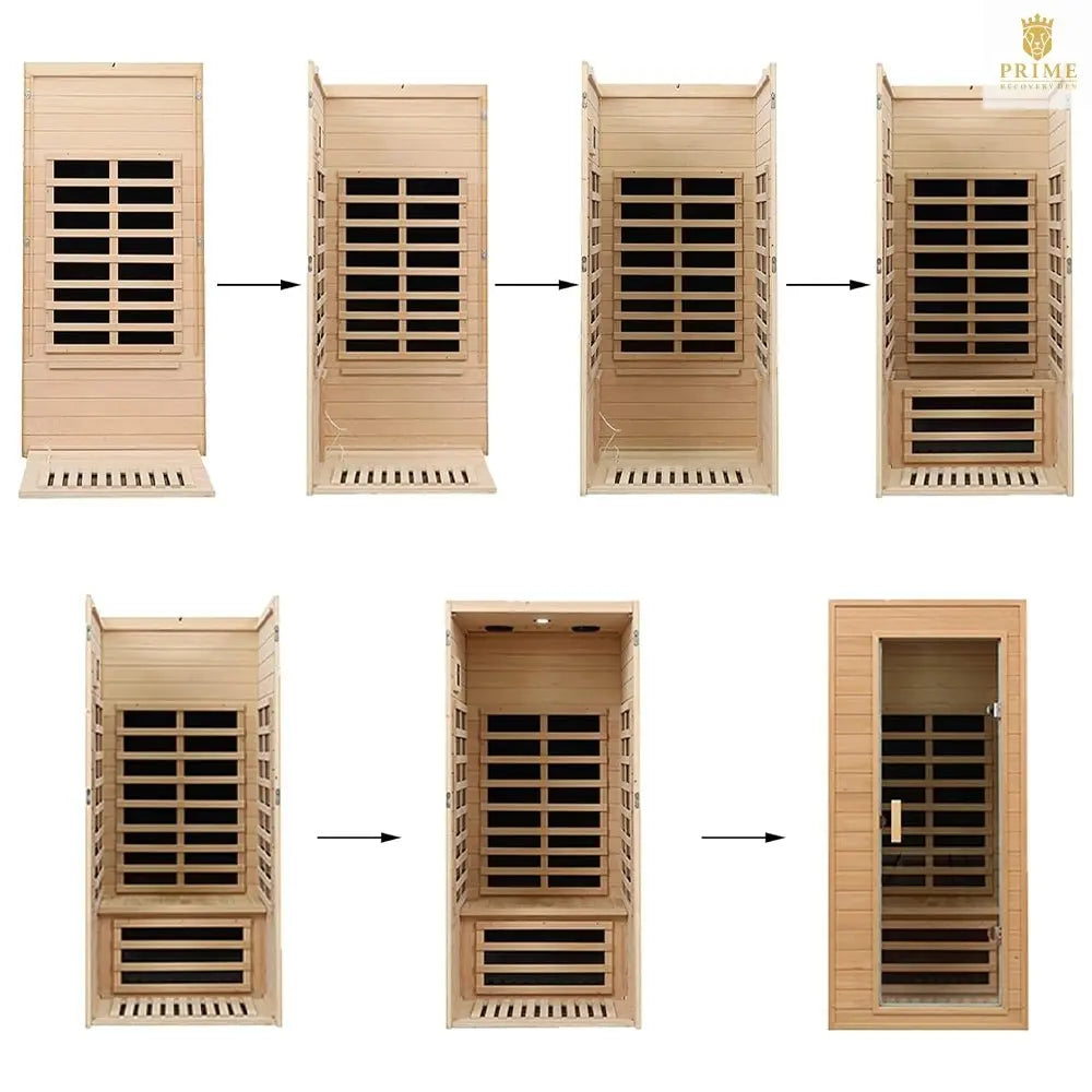 Thermora Elara Premium 1-Person Indoor Low EMF FAR Infrared Heat Hemlock Wood Personal Home Spa Sauna, 1200W (SAK27463) SAKSBY WHOLESALE