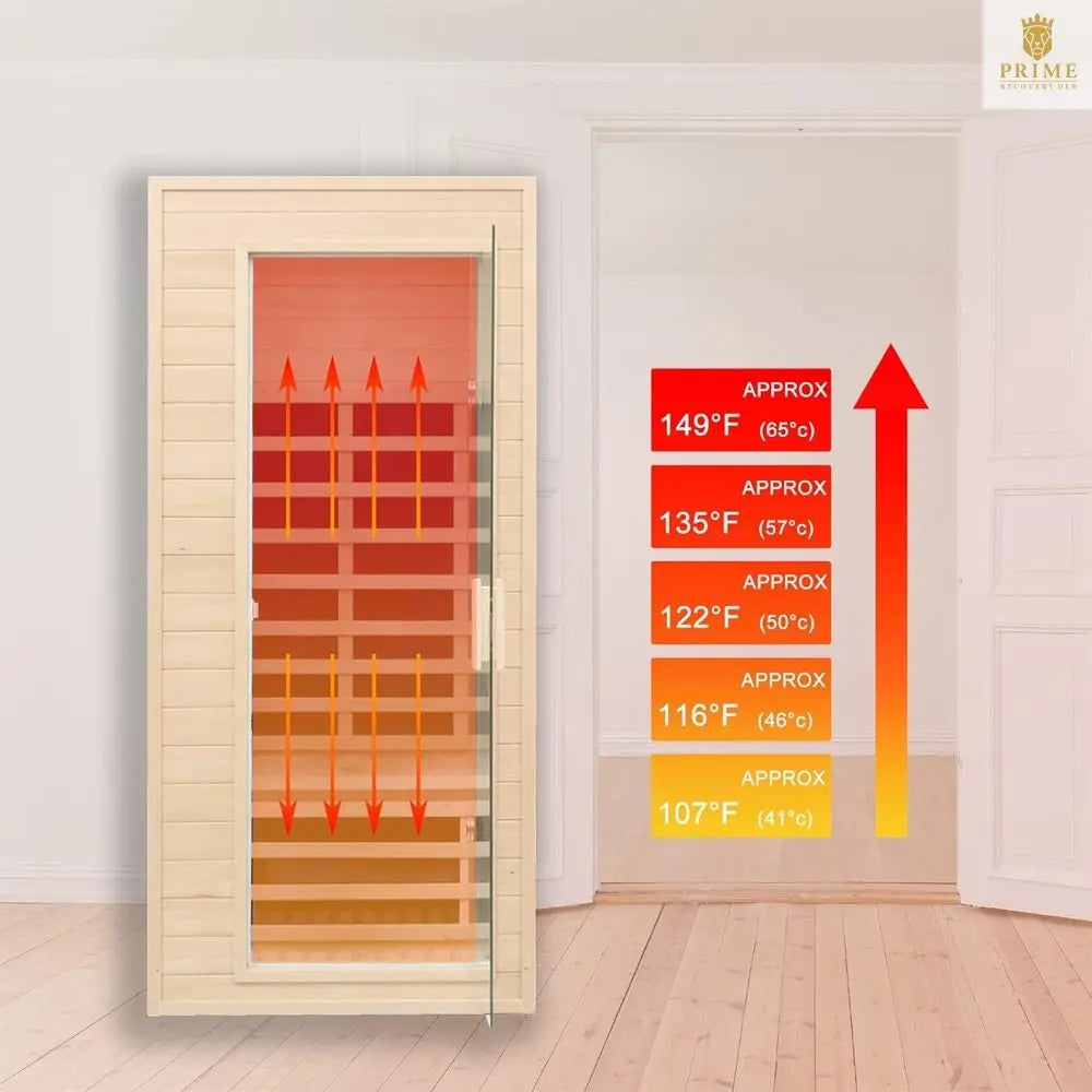 Thermora Elara Premium 1-Person Indoor Low EMF FAR Infrared Heat Hemlock Wood Personal Home Spa Sauna, 1200W (SAK27463) SAKSBY WHOLESALE