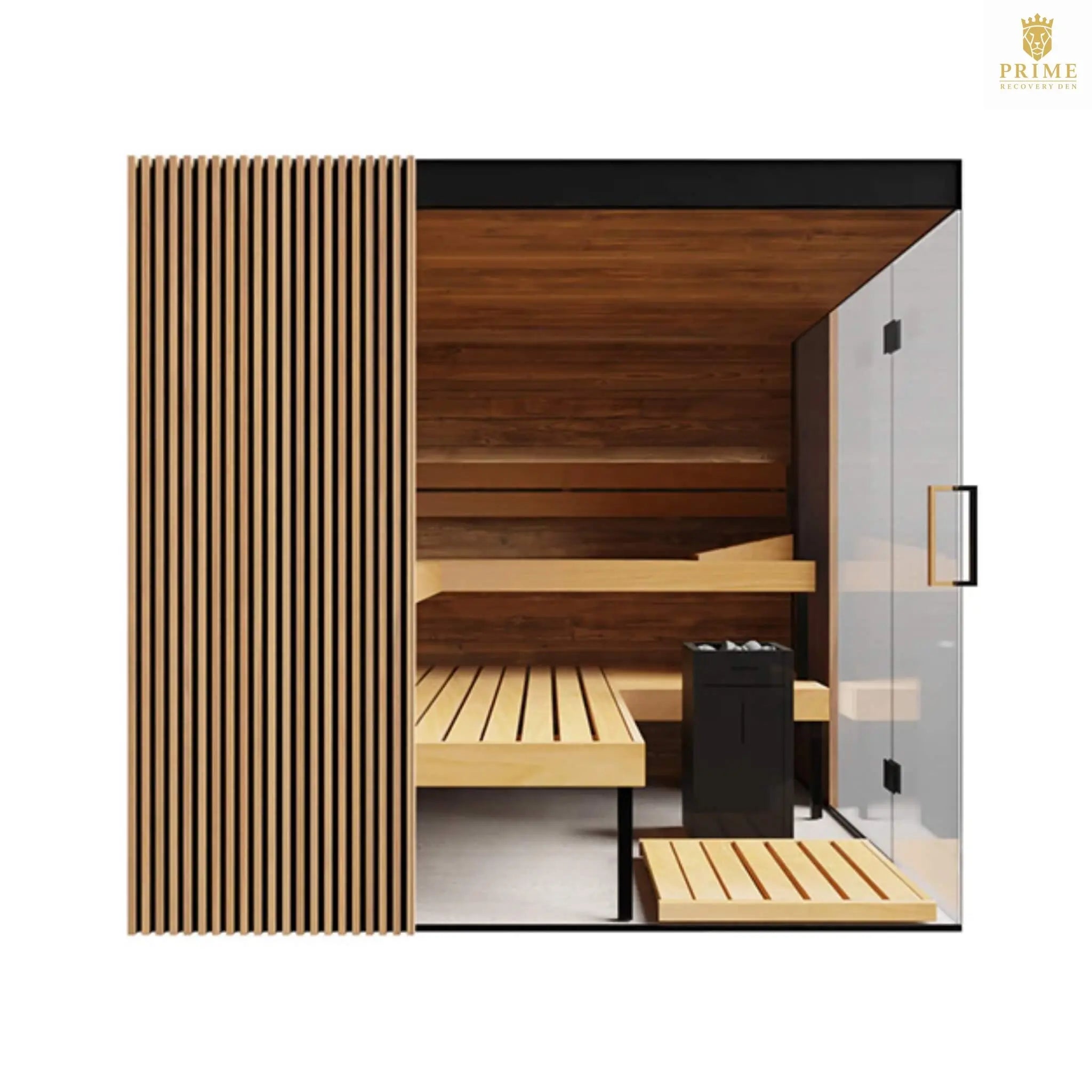 ThermaSol Aalto 4-Person Indoor Semi Panoramic Glass Sauna Cabin [Made-To-Order] [14-AALTODL\R] (SAK13285) SAKSBY WHOLESALE