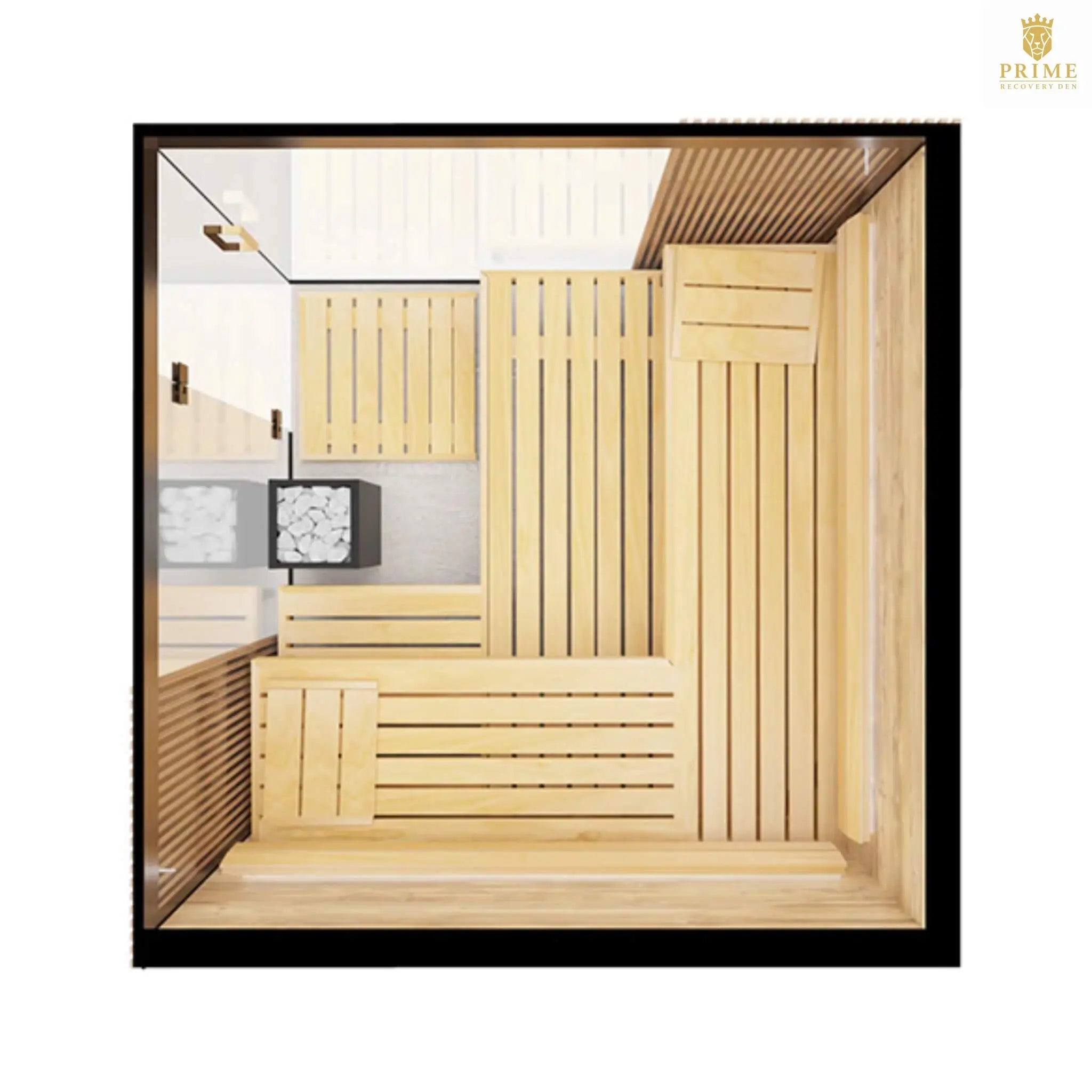 ThermaSol Aalto 4-Person Indoor Semi Panoramic Glass Sauna Cabin [Made-To-Order] [14-AALTODL\R] (SAK13285) SAKSBY WHOLESALE